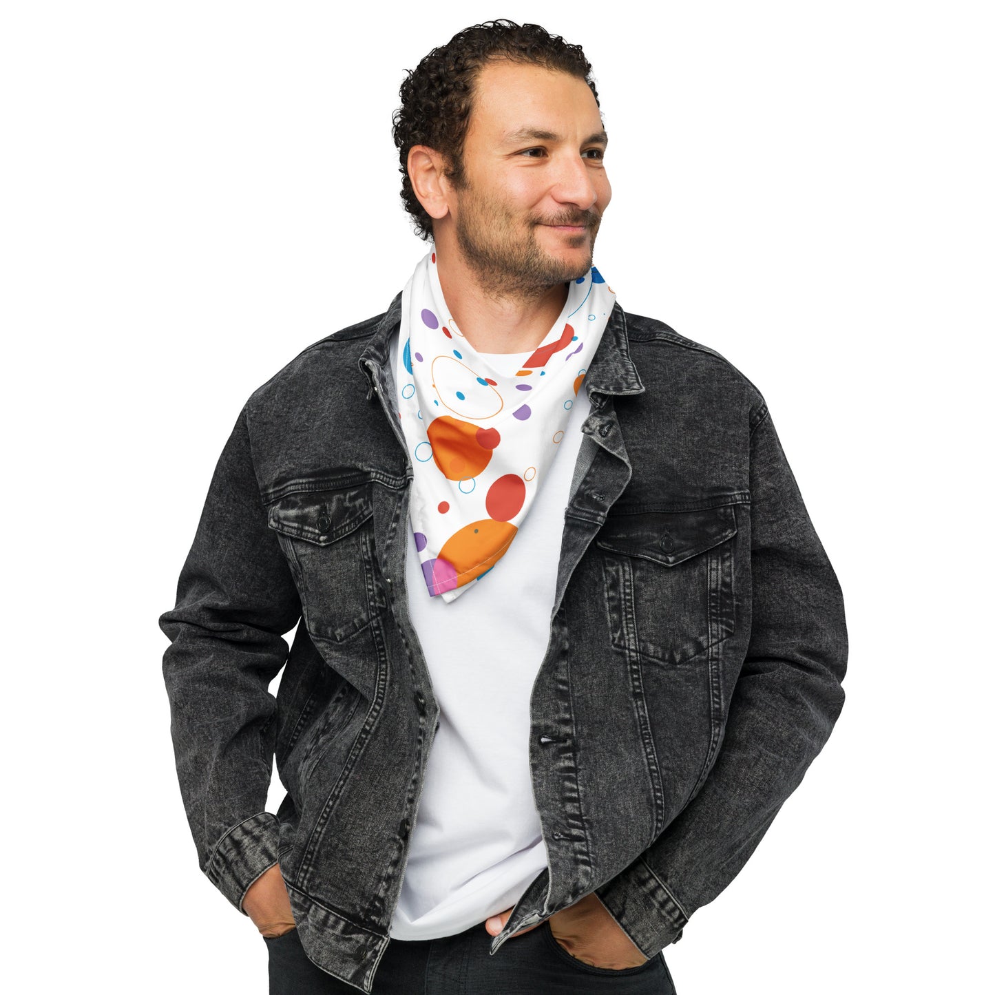 All-over print bandana - fun background with colorful circles - print on demand