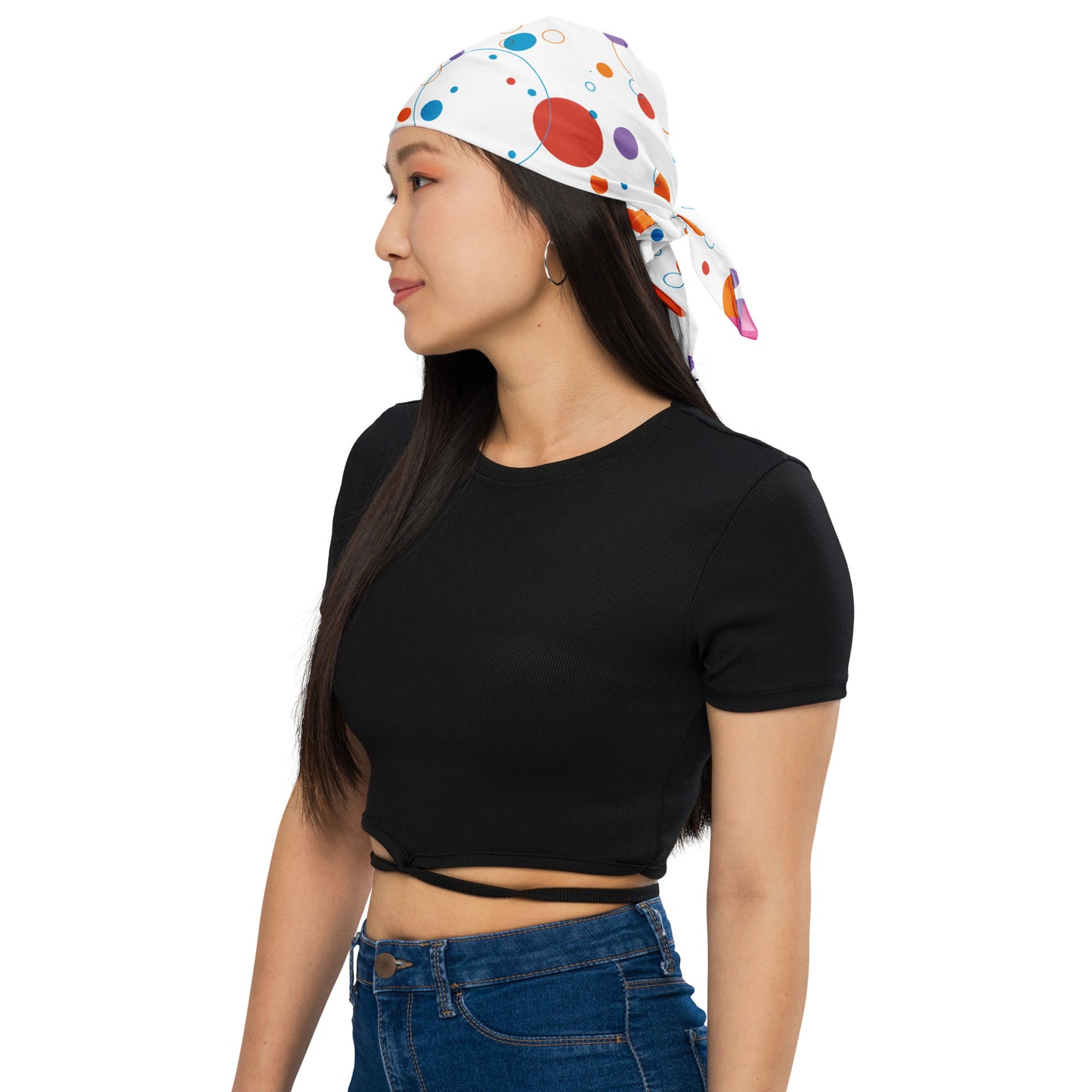 All-over print bandana - fun background with colorful circles - print on demand