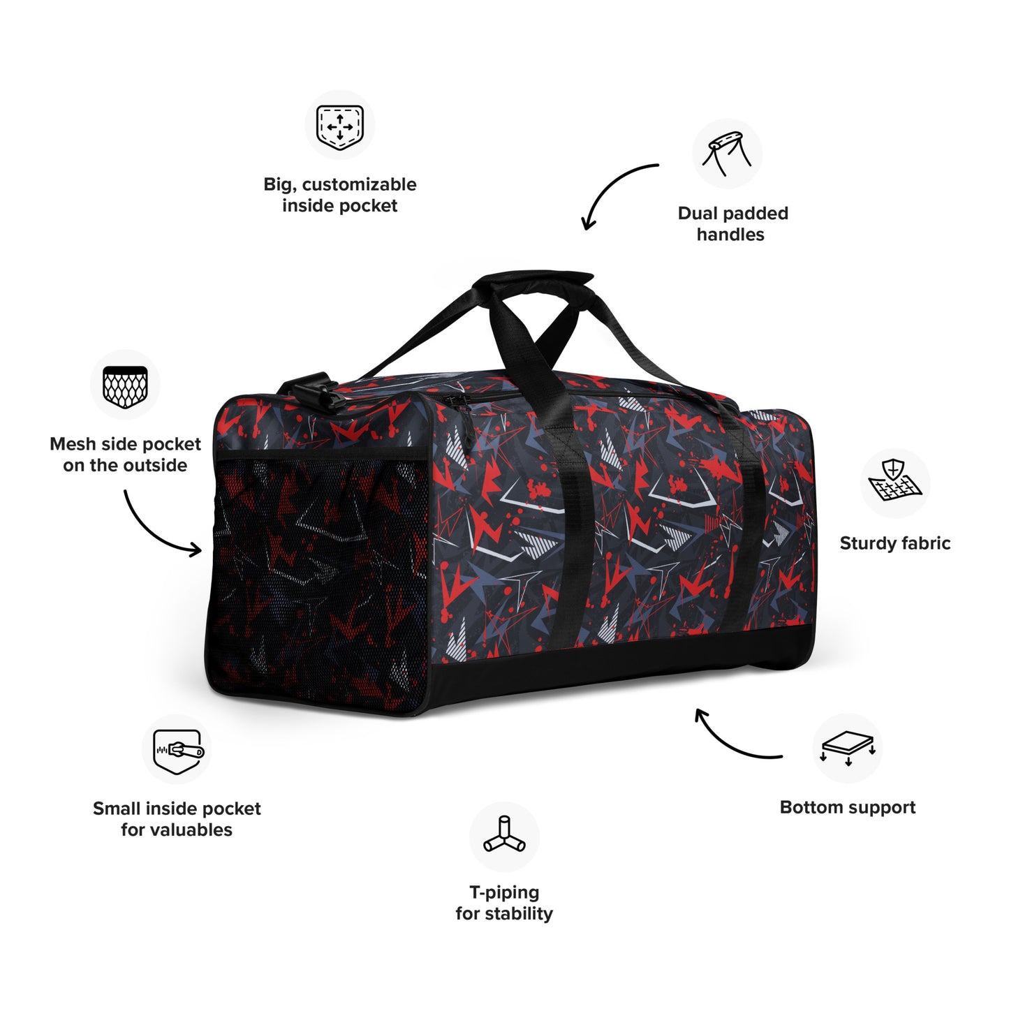 Duffle bag | Abstract background with sport pattern | print on demand