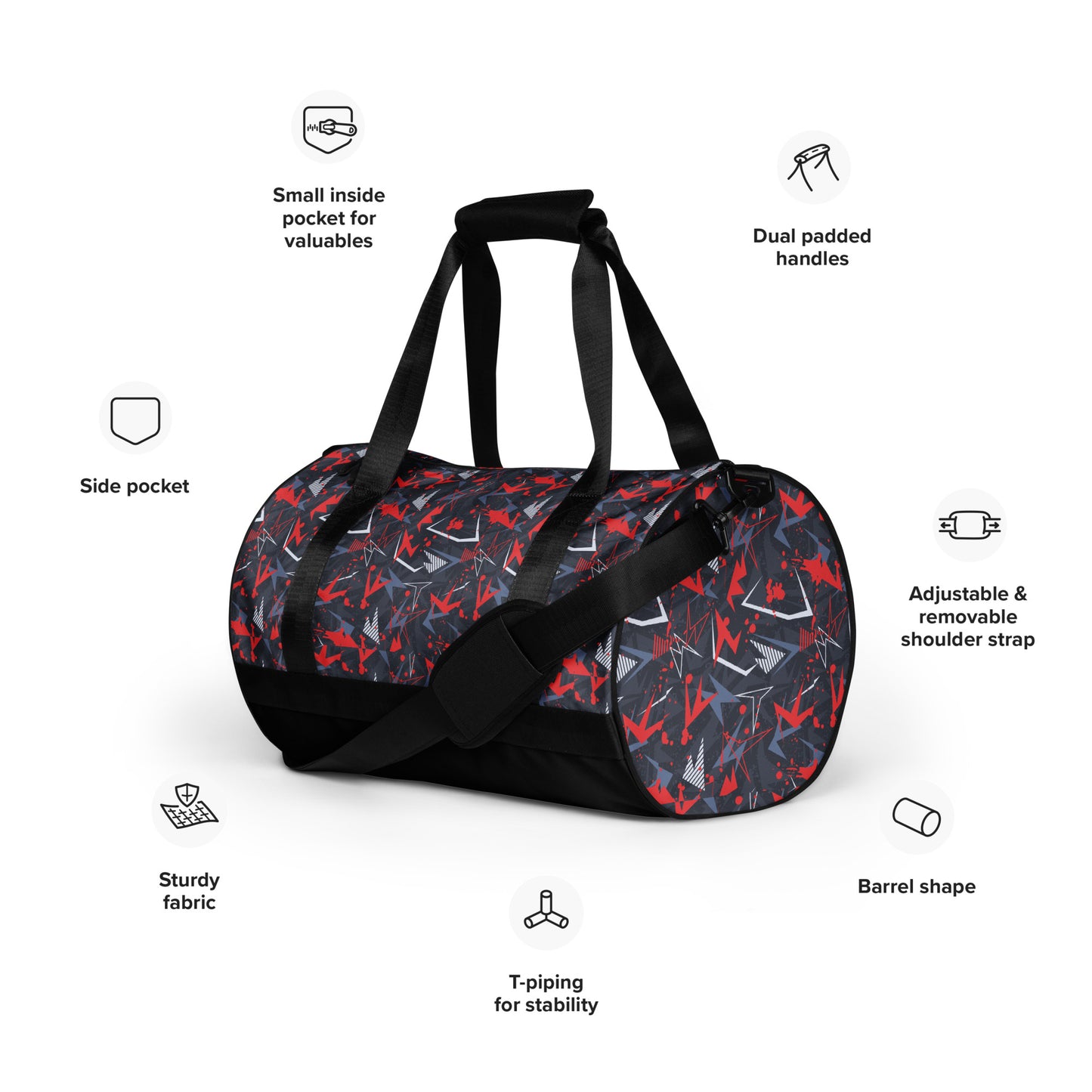 All-over print gym bag | Abstract background with sport pattern | print on demand
