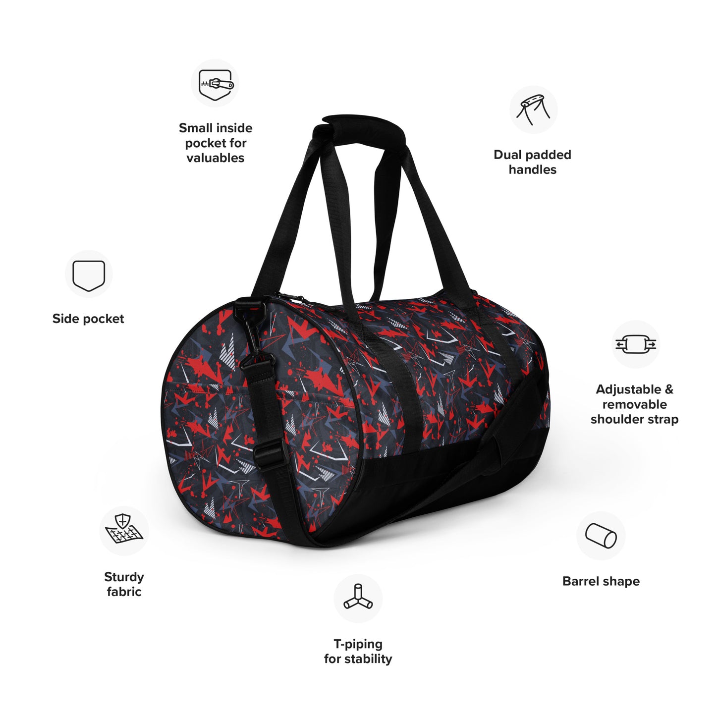 All-over print gym bag | Abstract background with sport pattern | print on demand