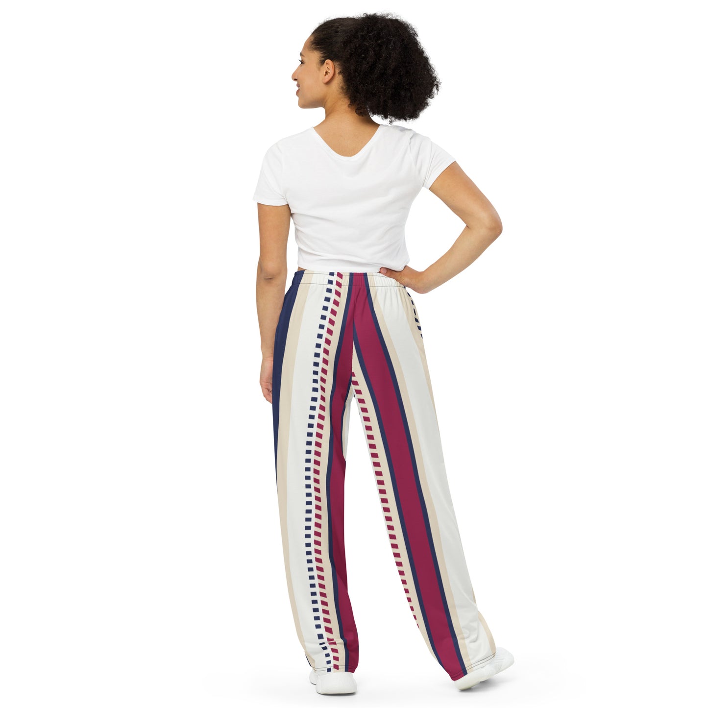 All-over print unisex wide-leg pants | flat-design-stripes-pattern-design