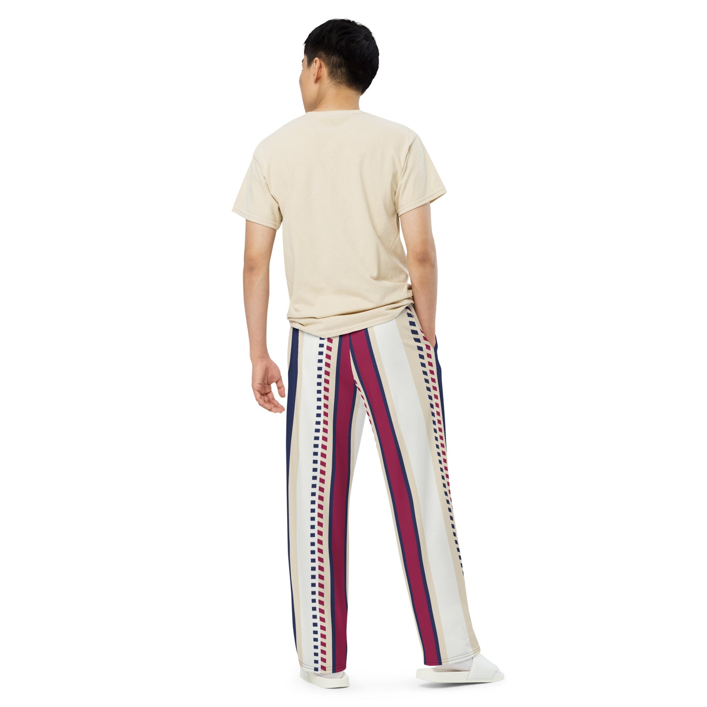 All-over print unisex wide-leg pants | flat-design-stripes-pattern-design