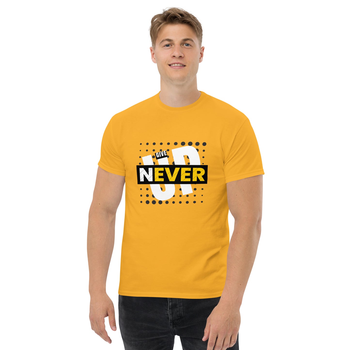 Men's classic tee - give up never - print on demand