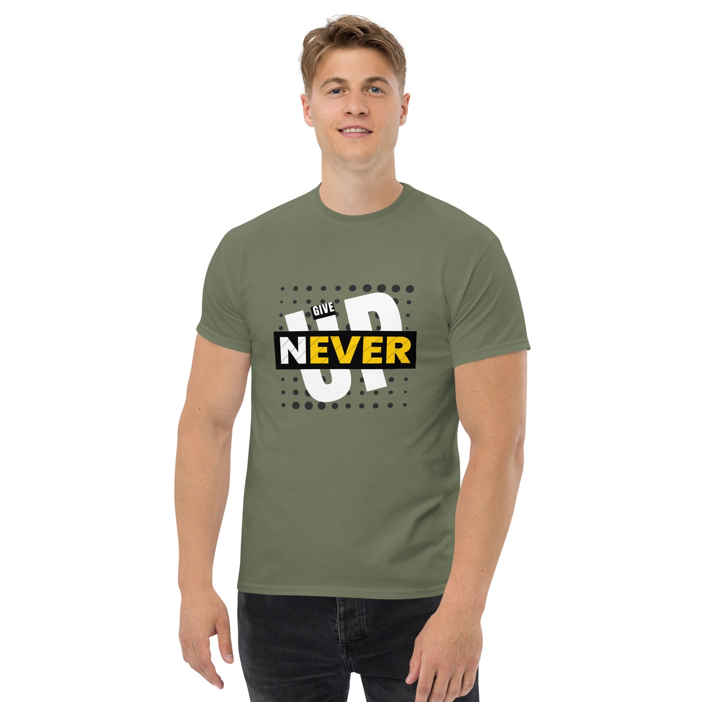 Men's classic tee - give up never - print on demand