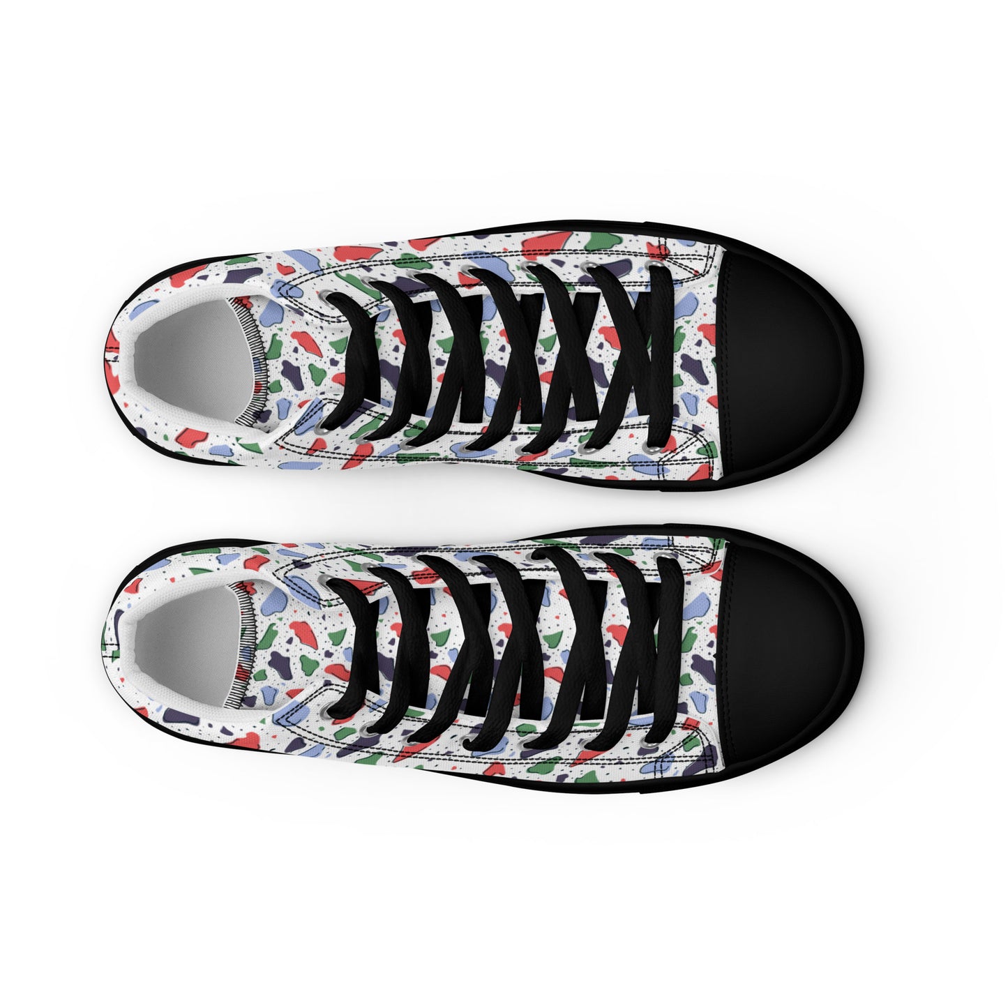 Men’s high top canvas shoes - Colorful terrazzo pattern design - print on demand