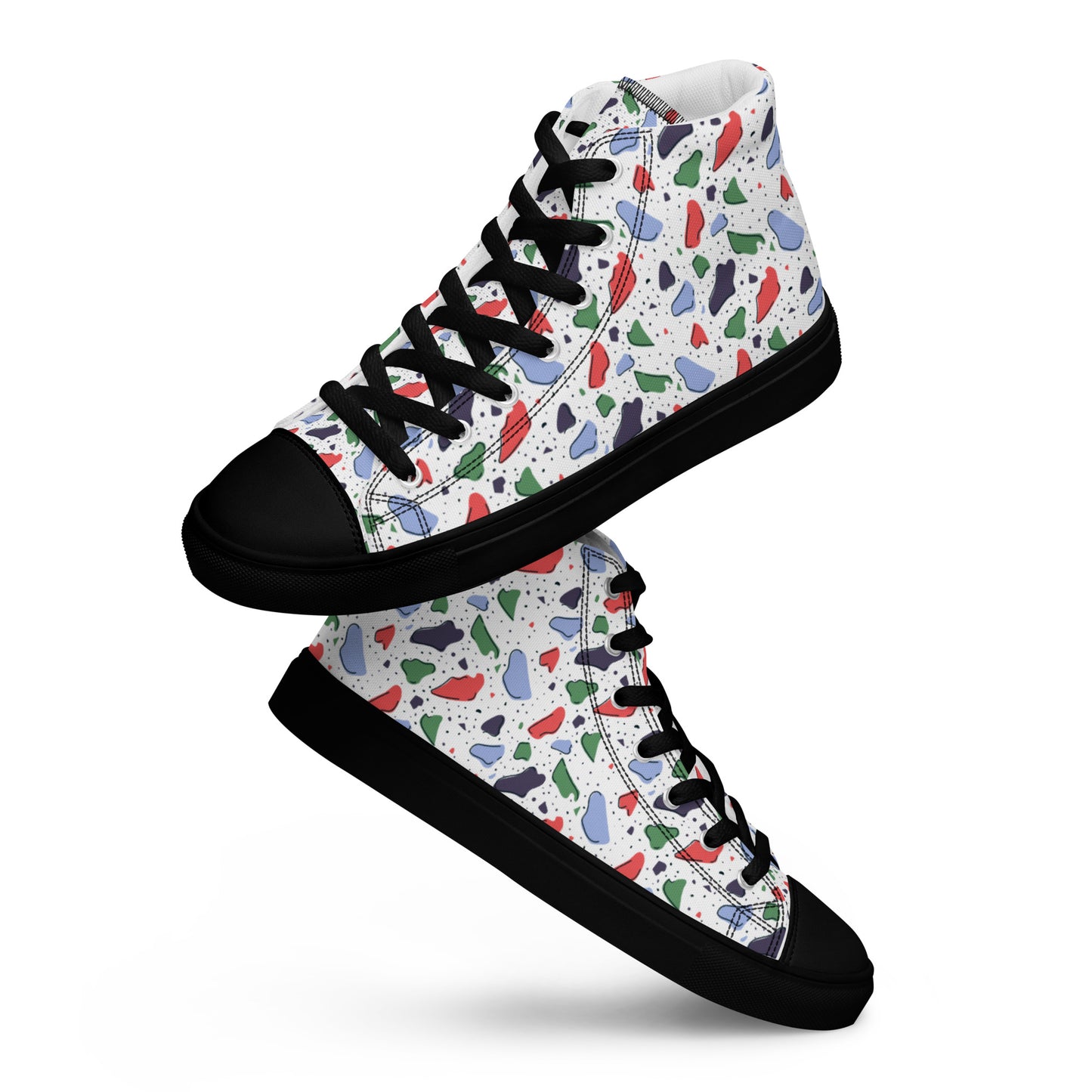 Men’s high top canvas shoes - Colorful terrazzo pattern design - print on demand