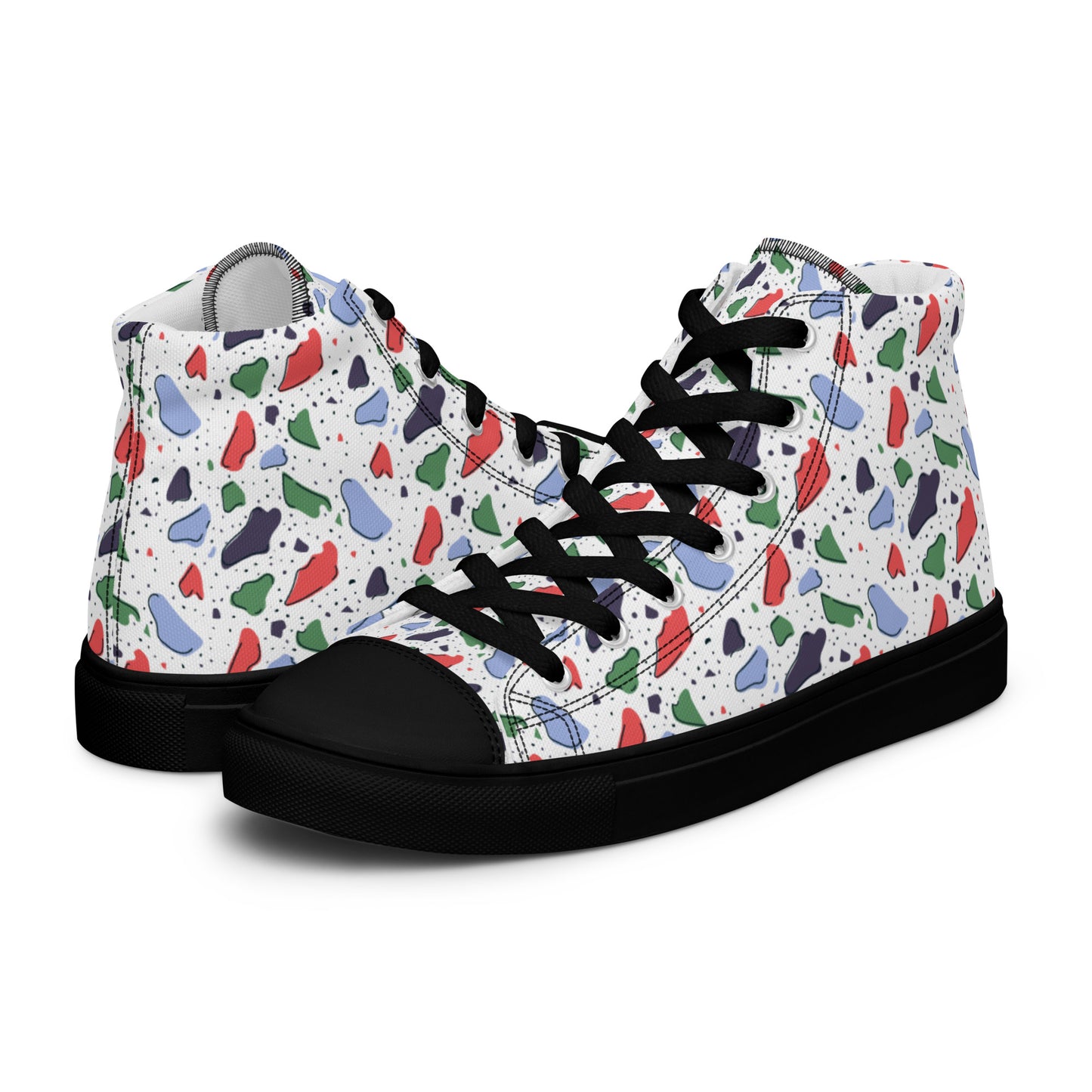 Men’s high top canvas shoes - Colorful terrazzo pattern design - print on demand