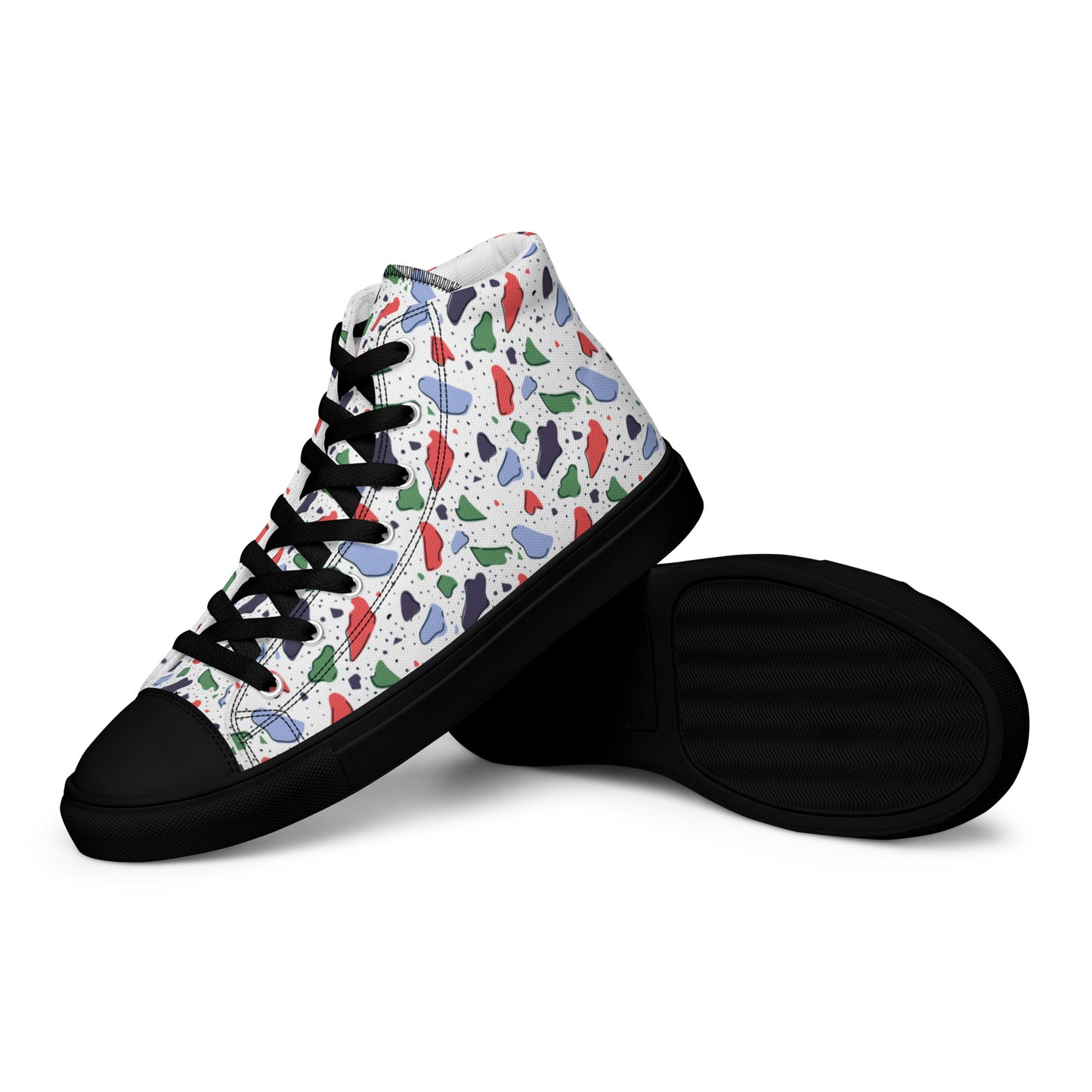 Men’s high top canvas shoes - Colorful terrazzo pattern design - print on demand