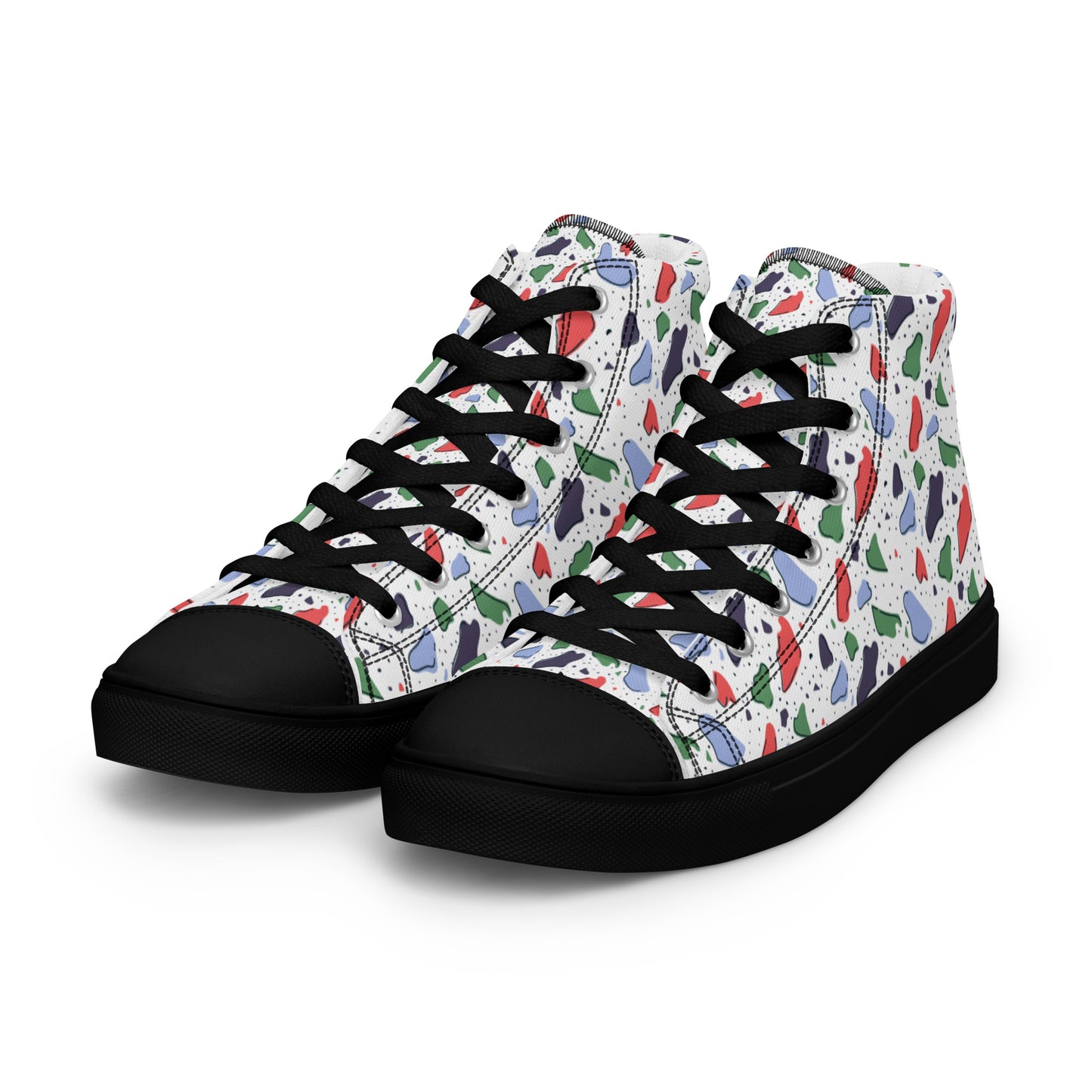 Men’s high top canvas shoes - Colorful terrazzo pattern design - print on demand