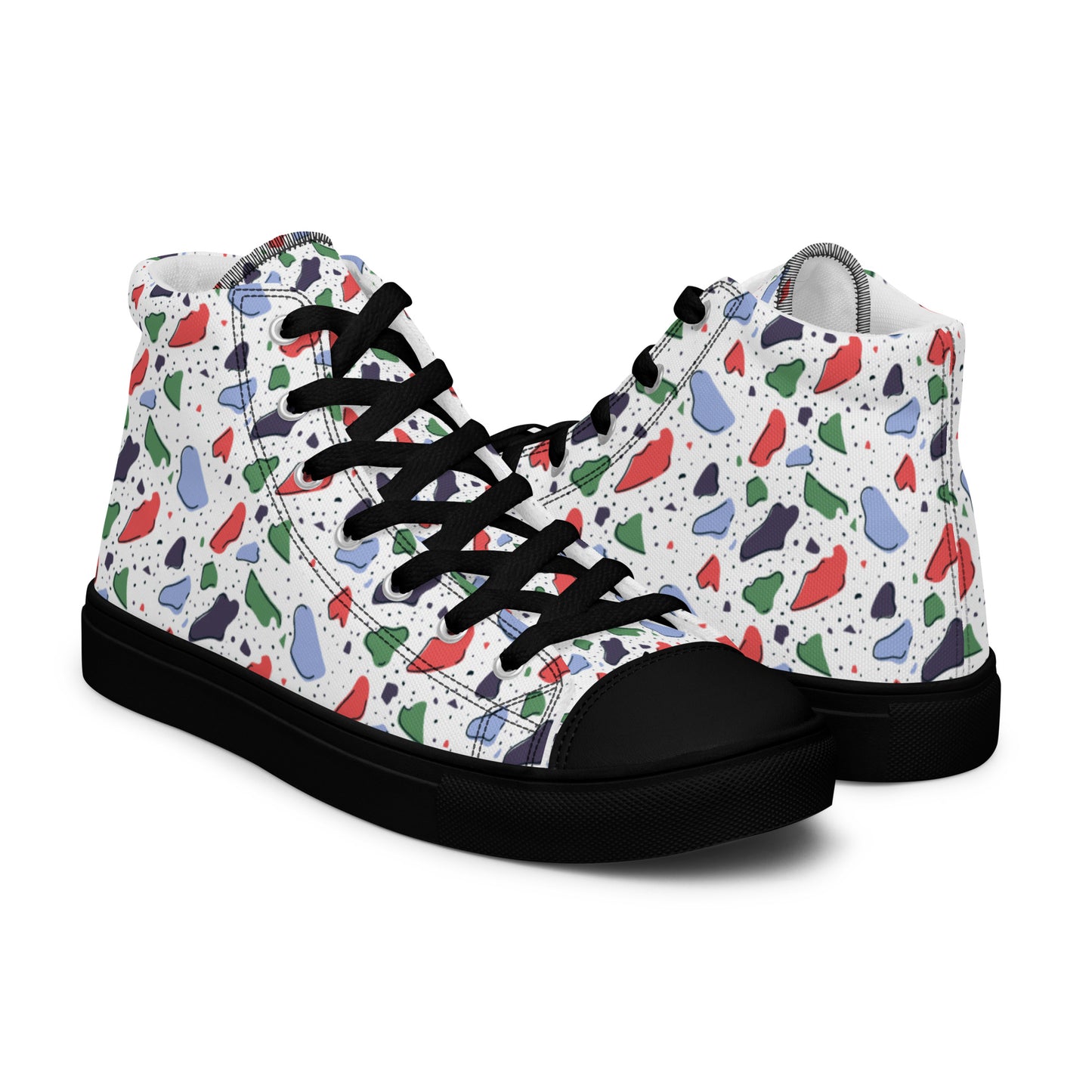 Men’s high top canvas shoes - Colorful terrazzo pattern design - print on demand