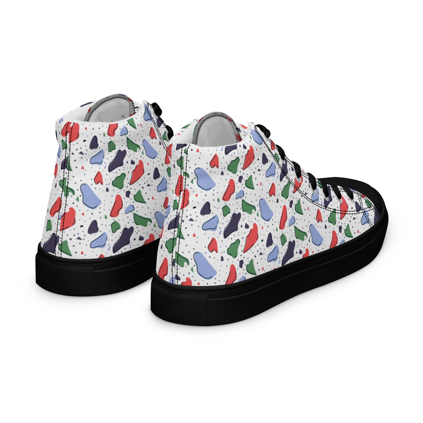 Men’s high top canvas shoes - Colorful terrazzo pattern design - print on demand