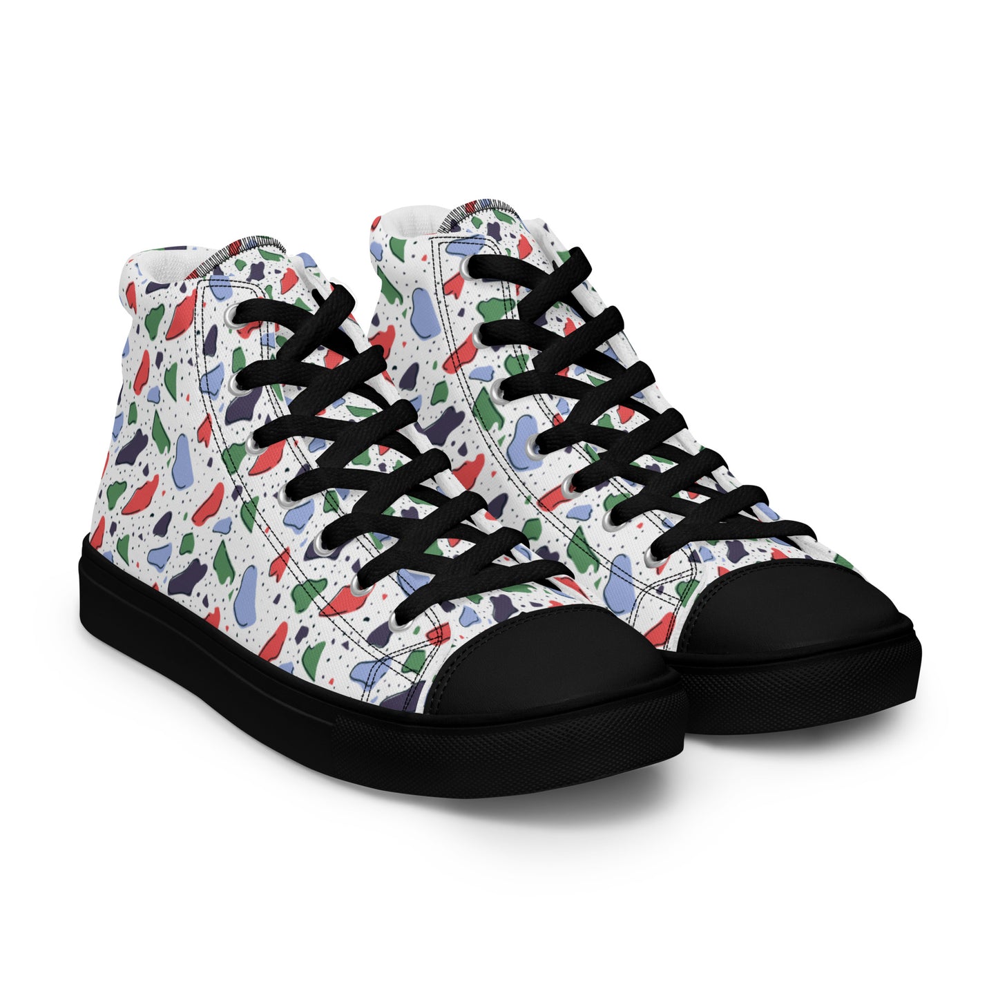 Men’s high top canvas shoes - Colorful terrazzo pattern design - print on demand