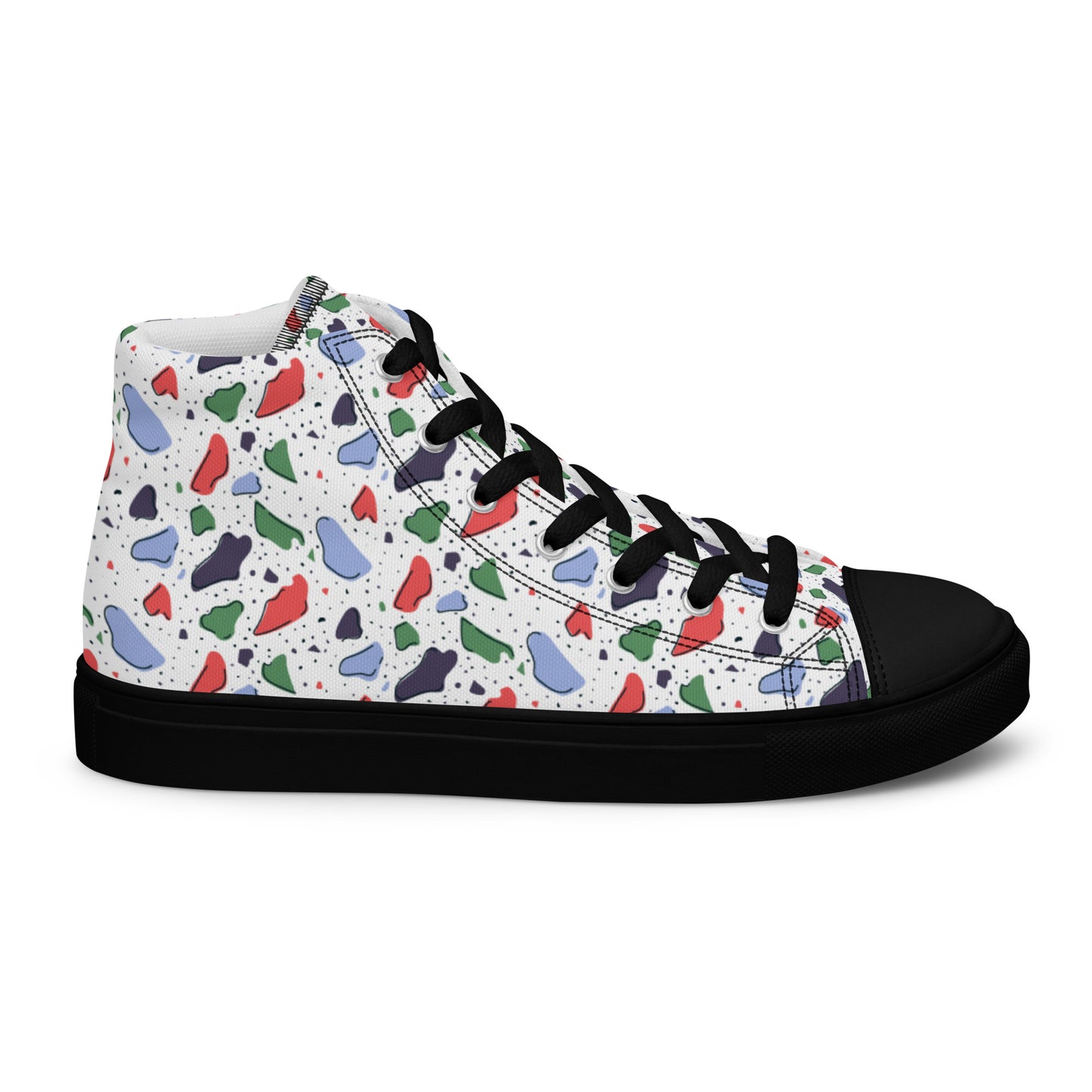 Men’s high top canvas shoes - Colorful terrazzo pattern design - print on demand
