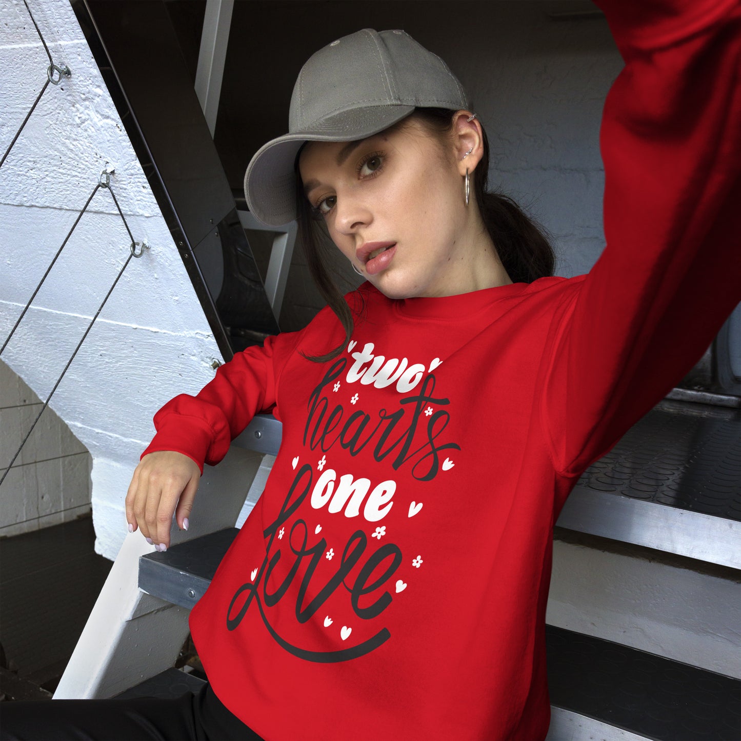 two hearts one love | Unisex Crew Neck Sweatshirt | Gildan 18000