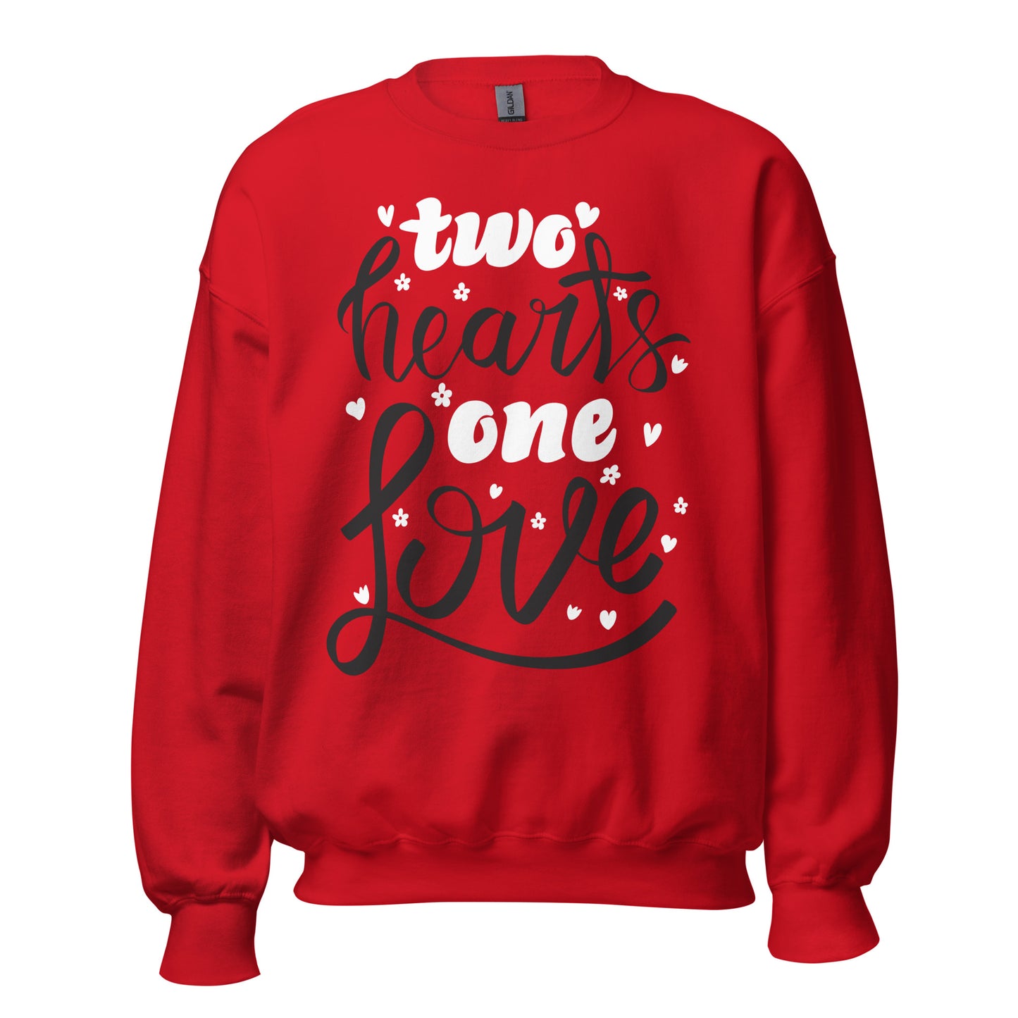 two hearts one love | Unisex Crew Neck Sweatshirt | Gildan 18000