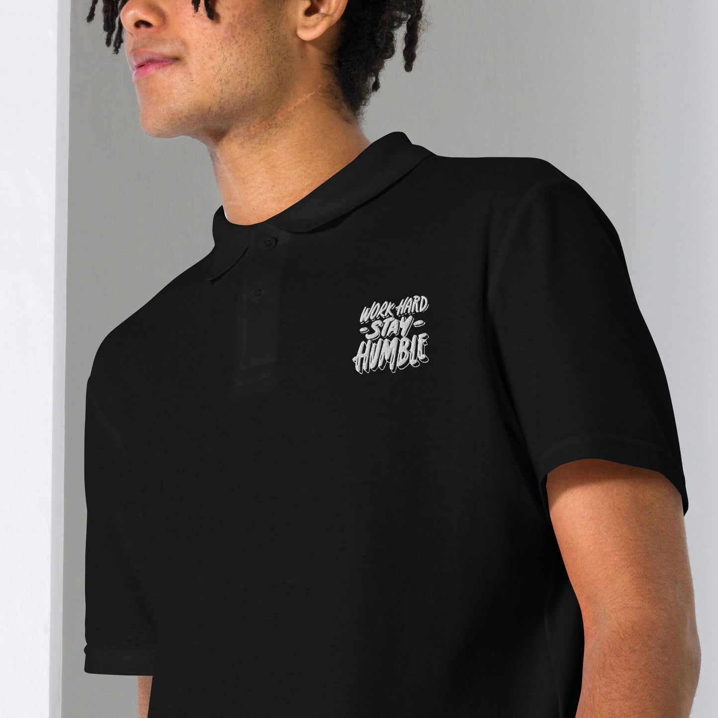 Unisex Pique Polo Shirt | Gildan 64800 - work hard stay hurmble - print on demand