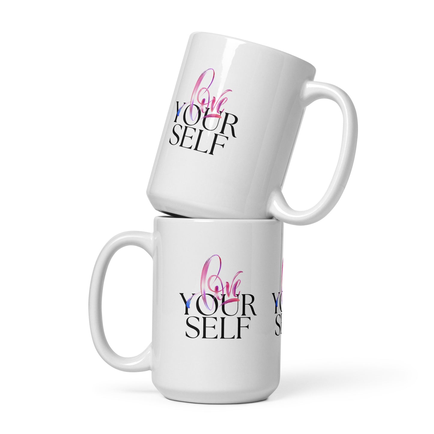 White glossy mug | love your self | moods print