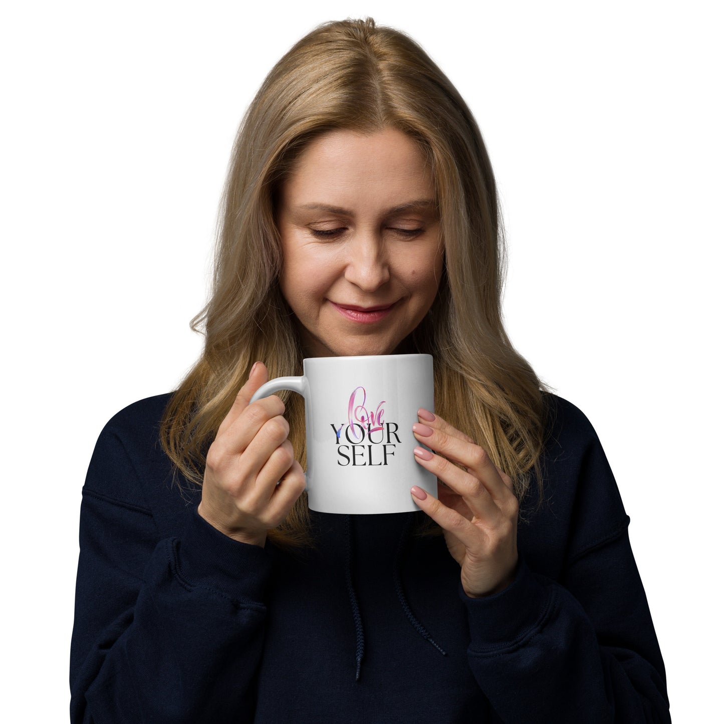 White glossy mug | love your self | moods print