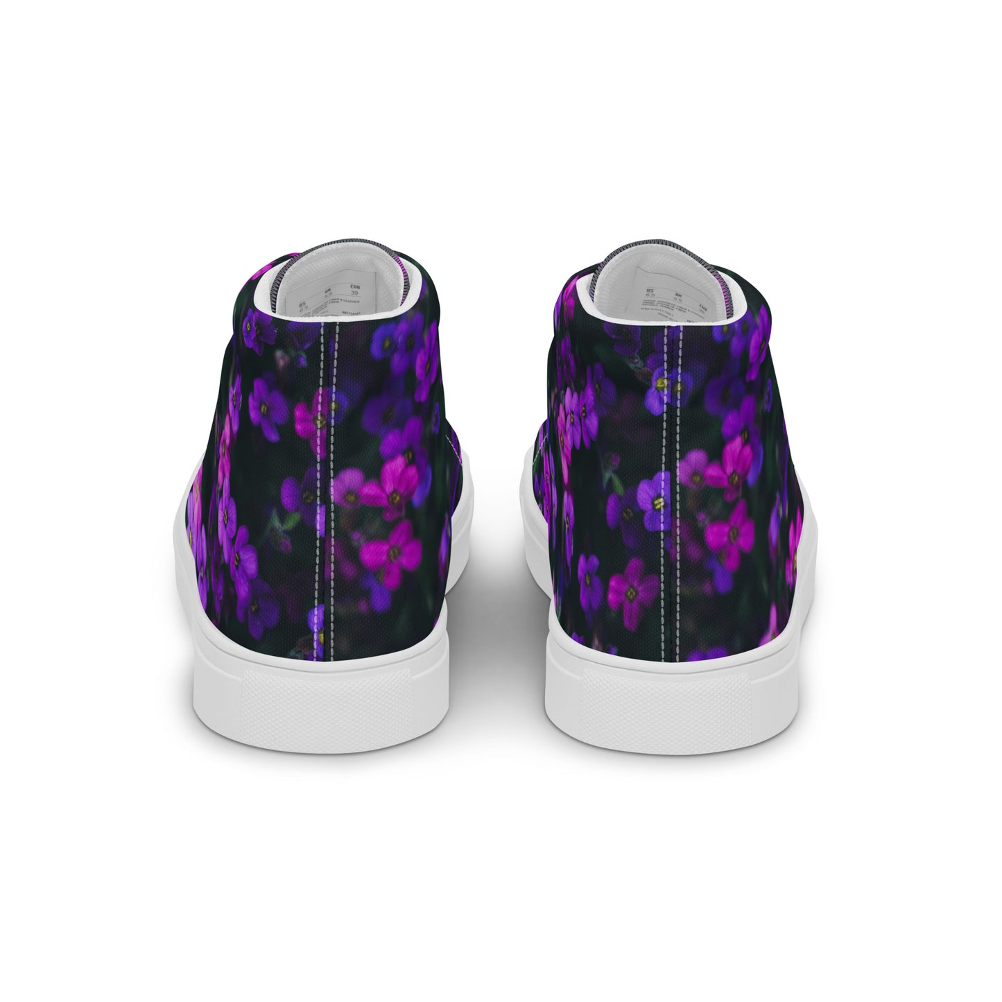 Women’s high top canvas shoes - flower design - print on demand