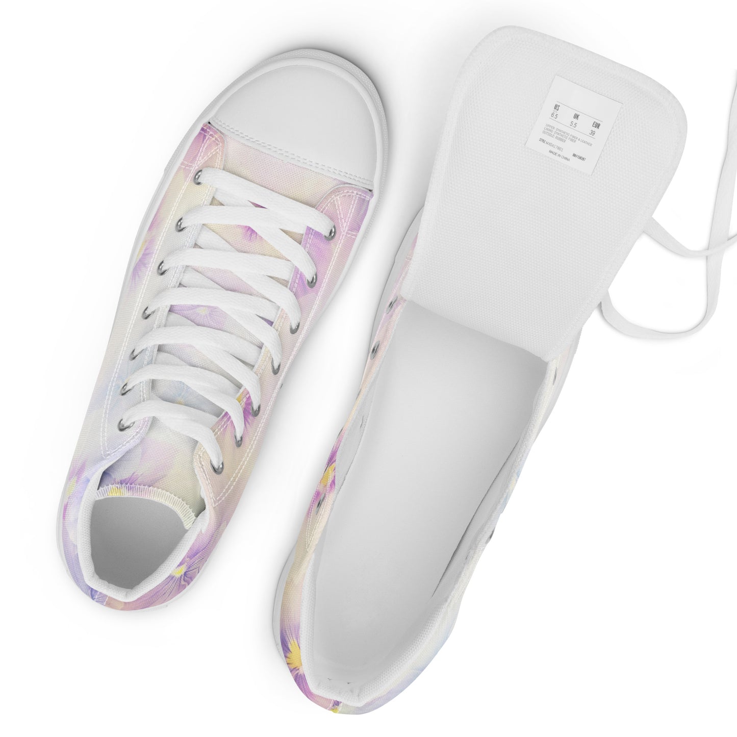 Women’s high top canvas shoes | Violet Flowers Background | print your demand
