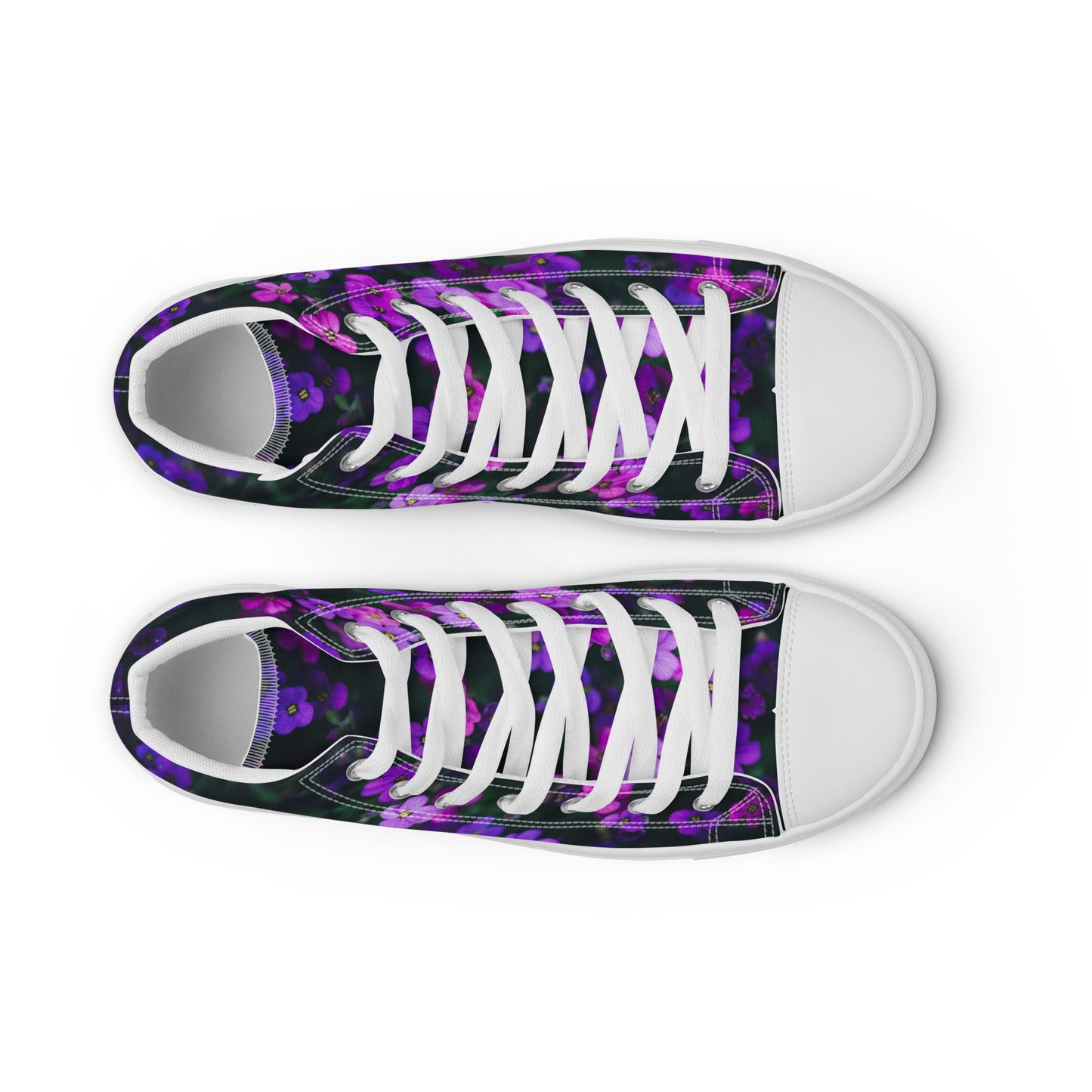 Women’s high top canvas shoes - flower design - print on demand