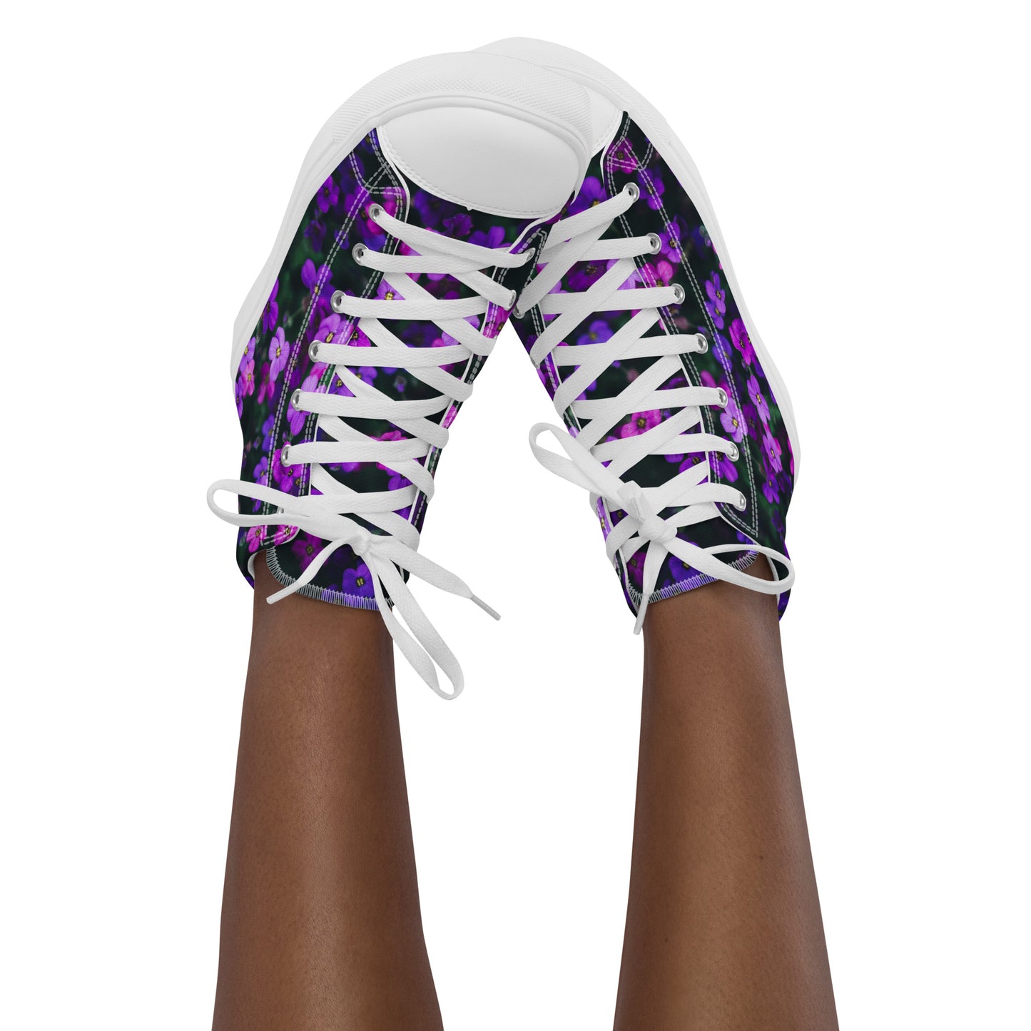Women’s high top canvas shoes - flower design - print on demand