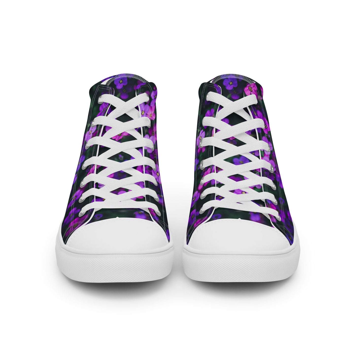 Women’s high top canvas shoes - flower design - print on demand