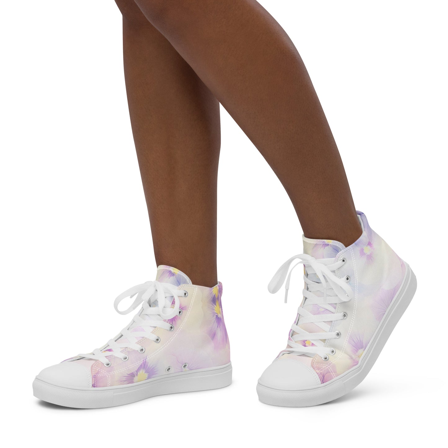 Women’s high top canvas shoes | Violet Flowers Background | print your demand