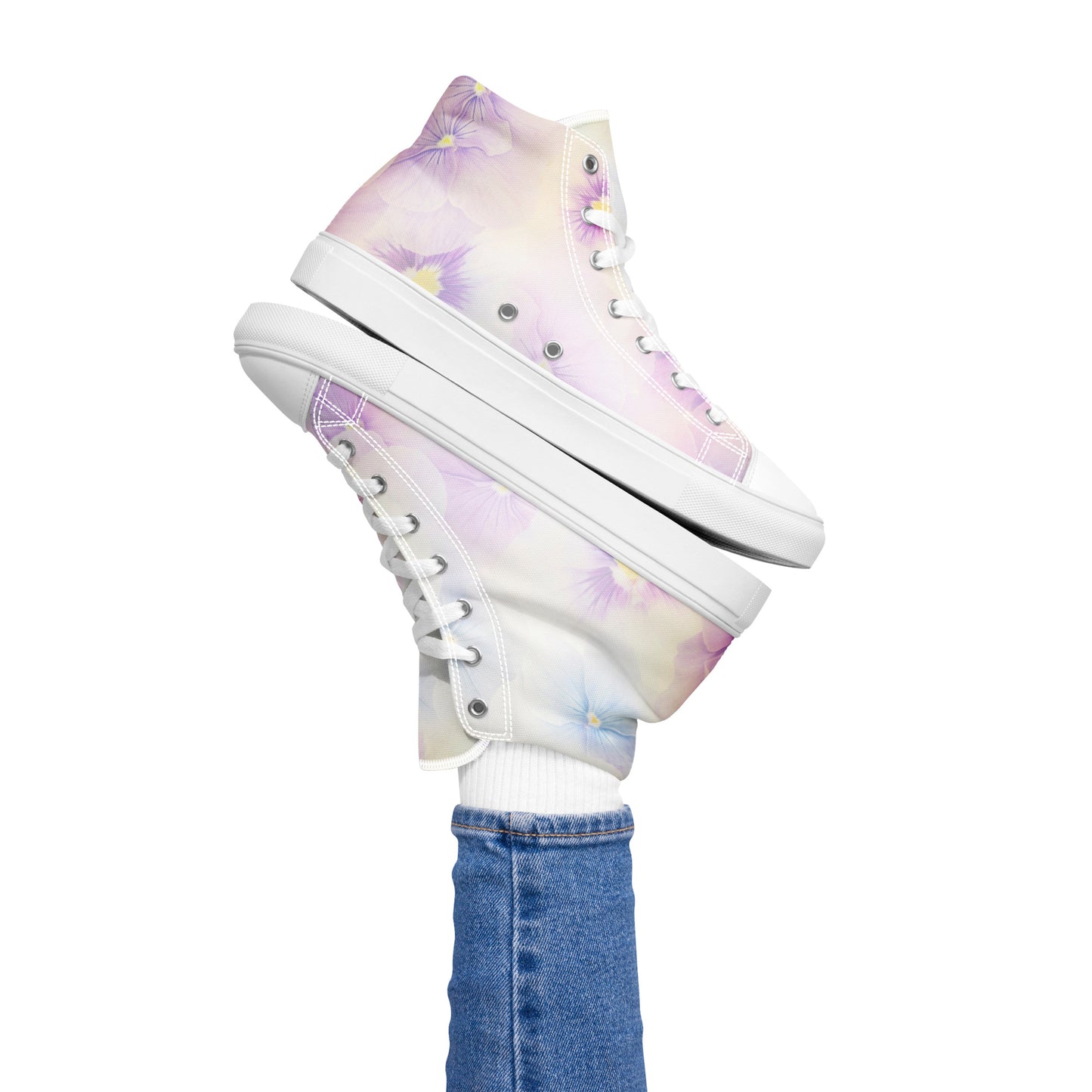 Women’s high top canvas shoes | Violet Flowers Background | print your demand