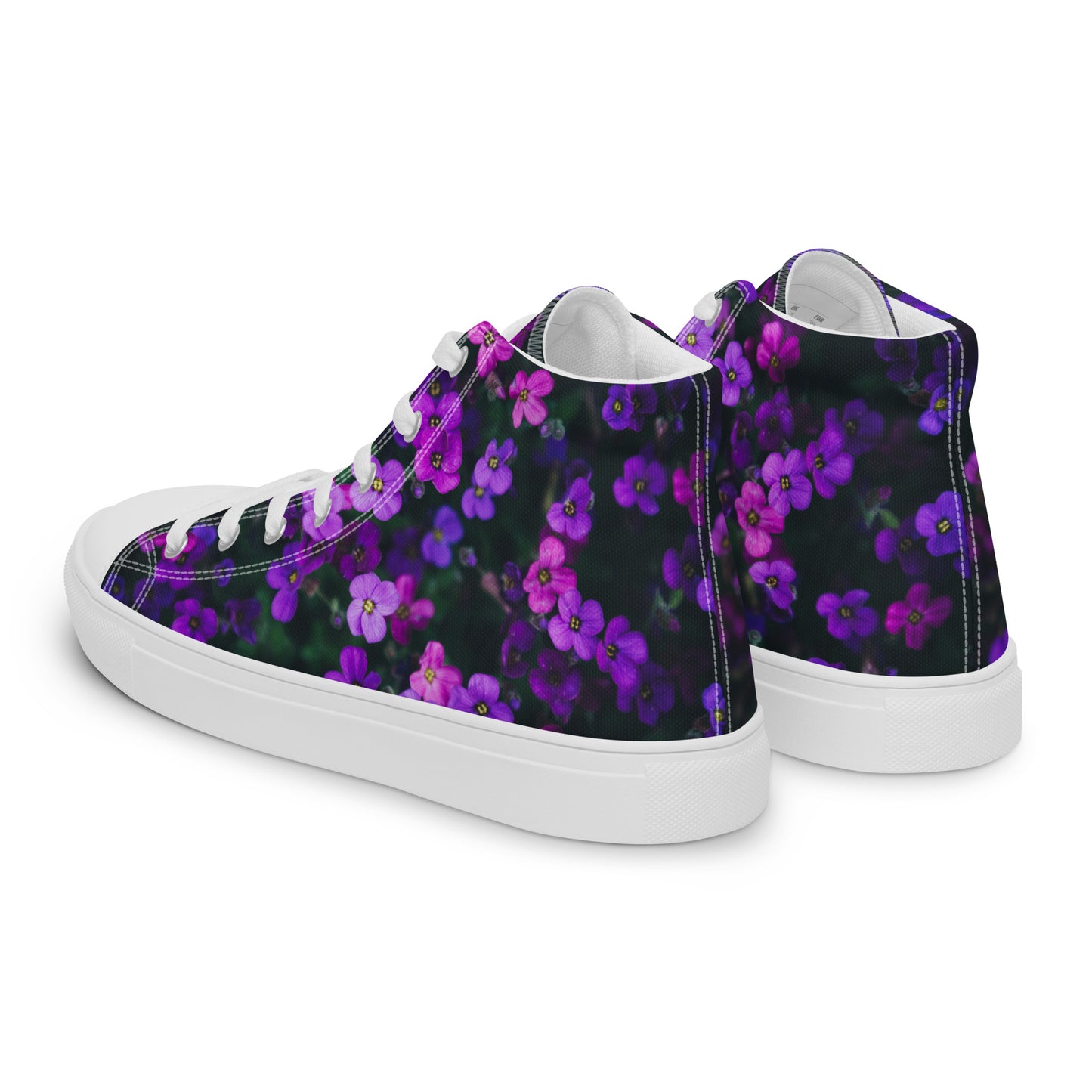 Women’s high top canvas shoes - flower design - print on demand