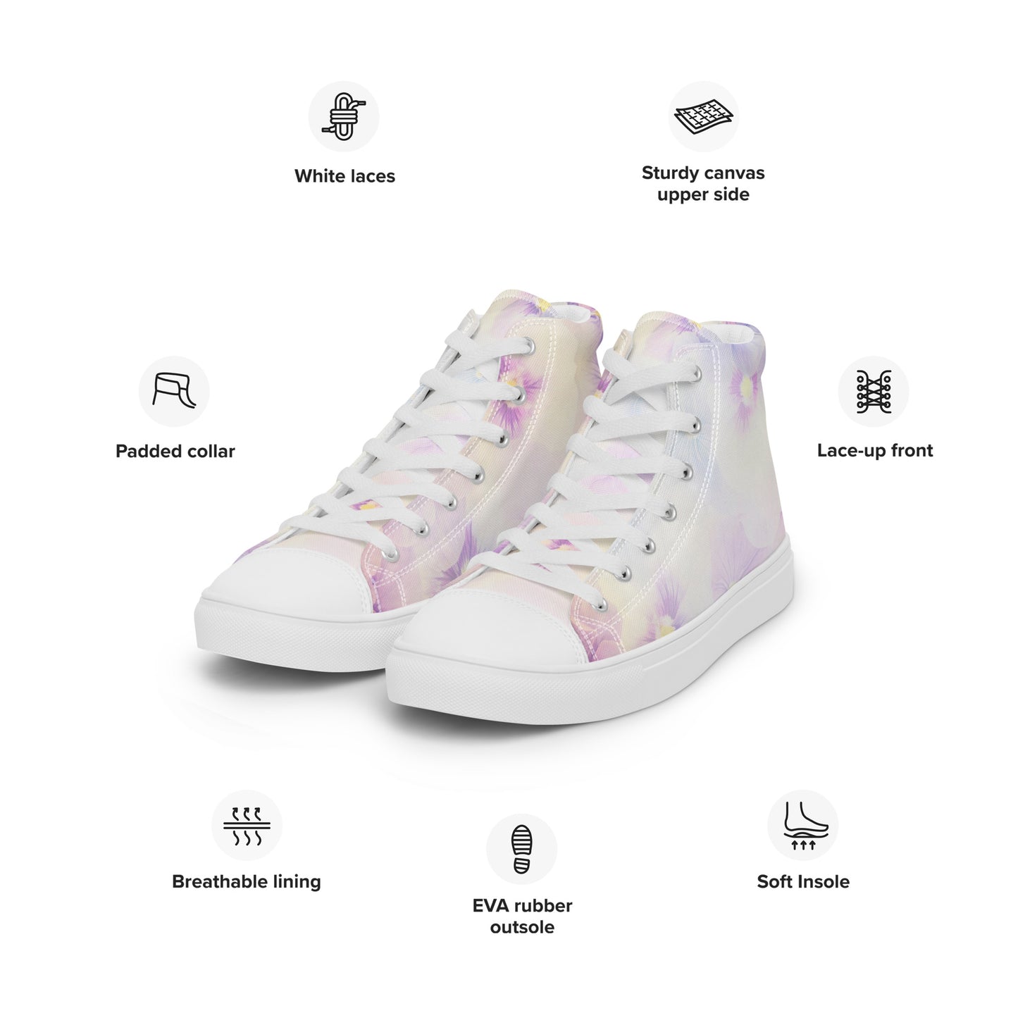 Women’s high top canvas shoes | Violet Flowers Background | print your demand