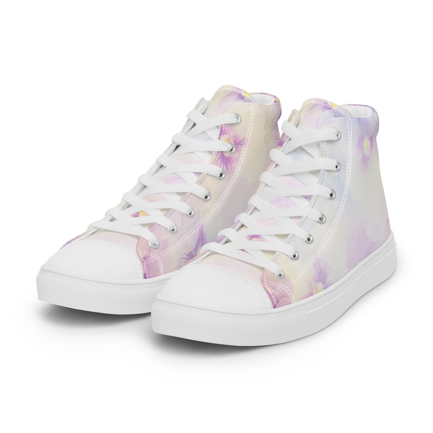 Women’s high top canvas shoes | Violet Flowers Background | print your demand