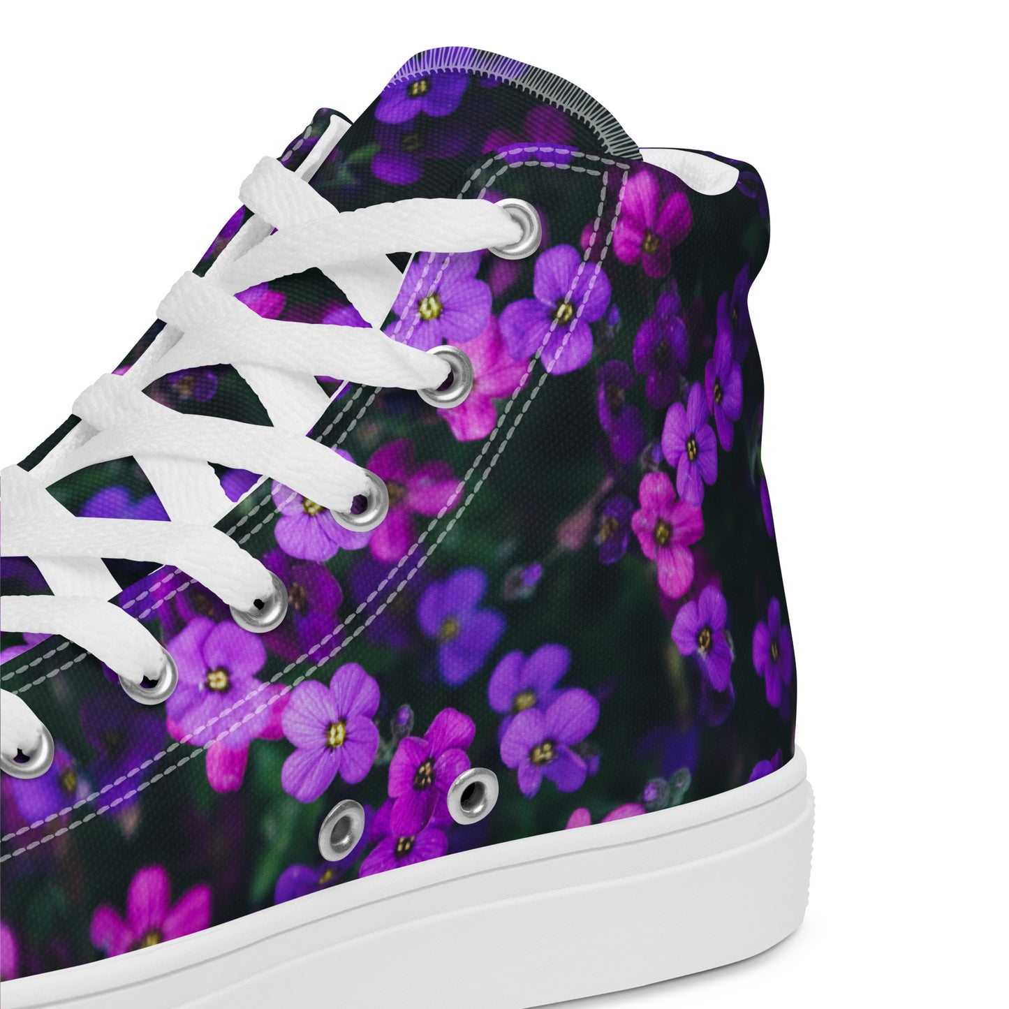 Women’s high top canvas shoes - flower design - print on demand