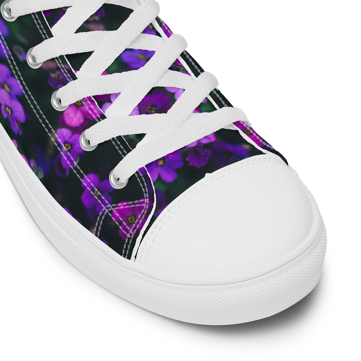 Women’s high top canvas shoes - flower design - print on demand