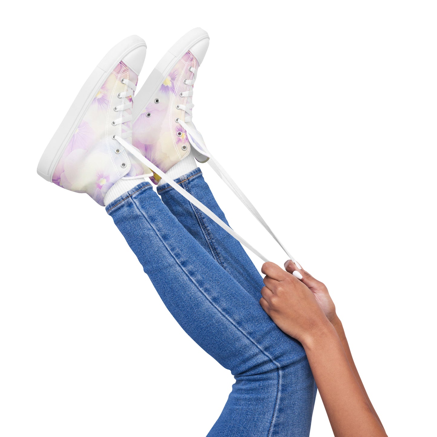 Women’s high top canvas shoes | Violet Flowers Background | print your demand