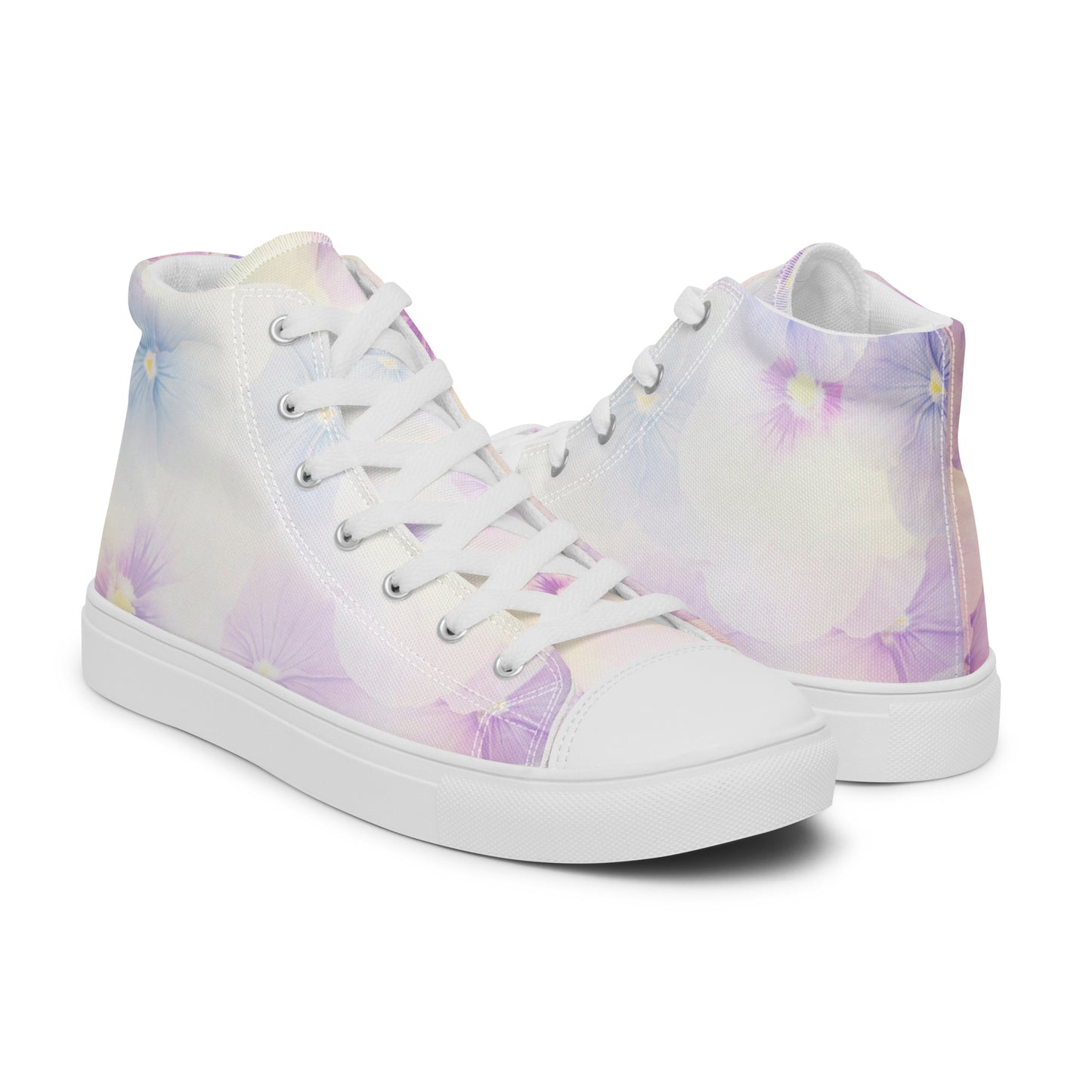 Women’s high top canvas shoes | Violet Flowers Background | print your demand