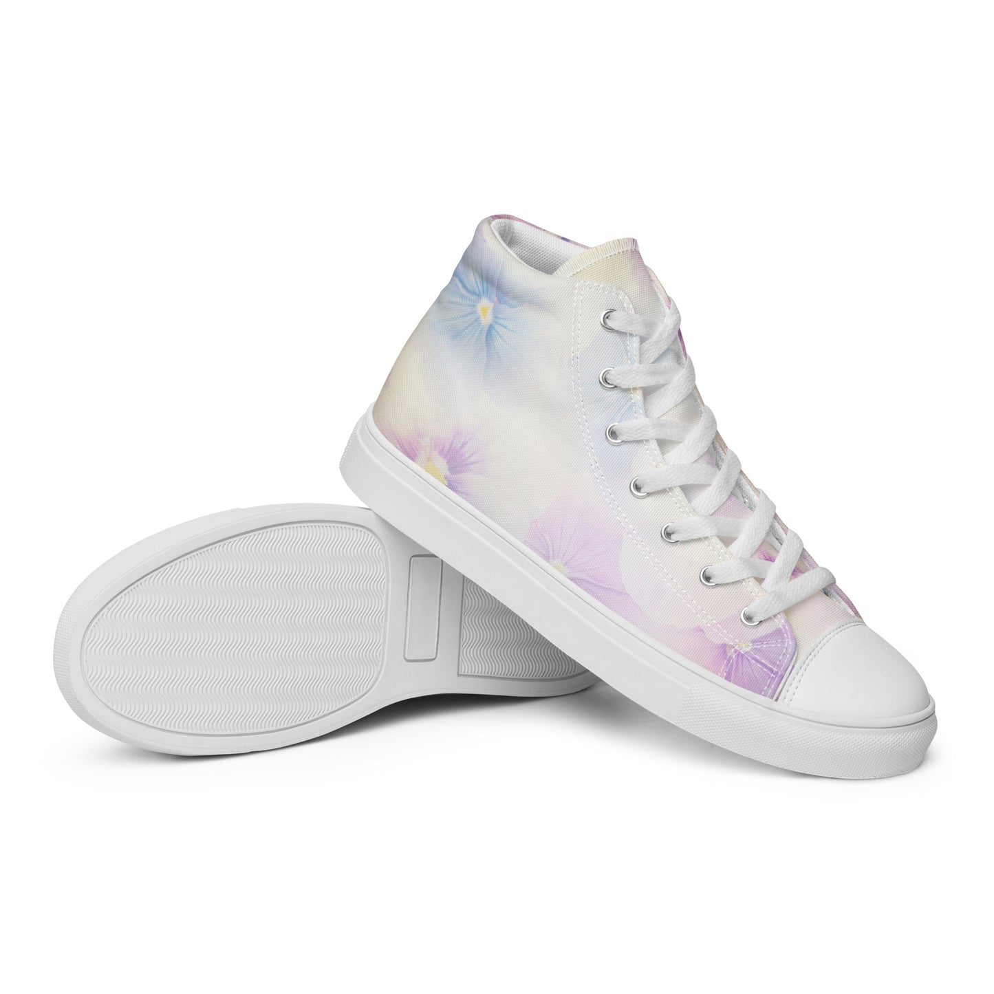 Women’s high top canvas shoes | Violet Flowers Background | print your demand
