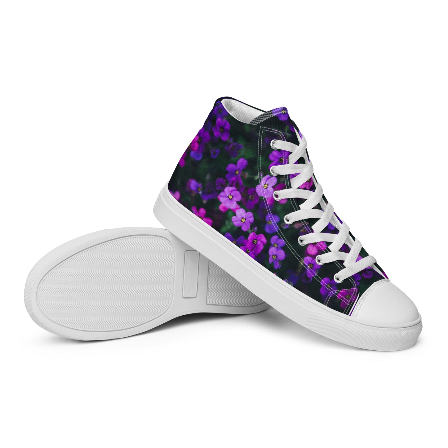 Women’s high top canvas shoes - flower design - print on demand