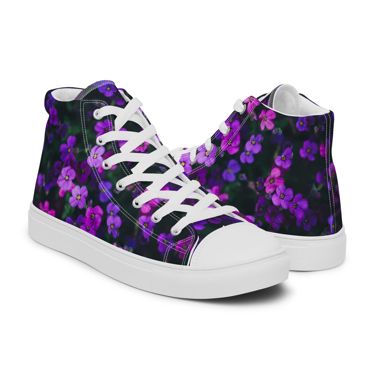 Women’s high top canvas shoes - flower design - print on demand