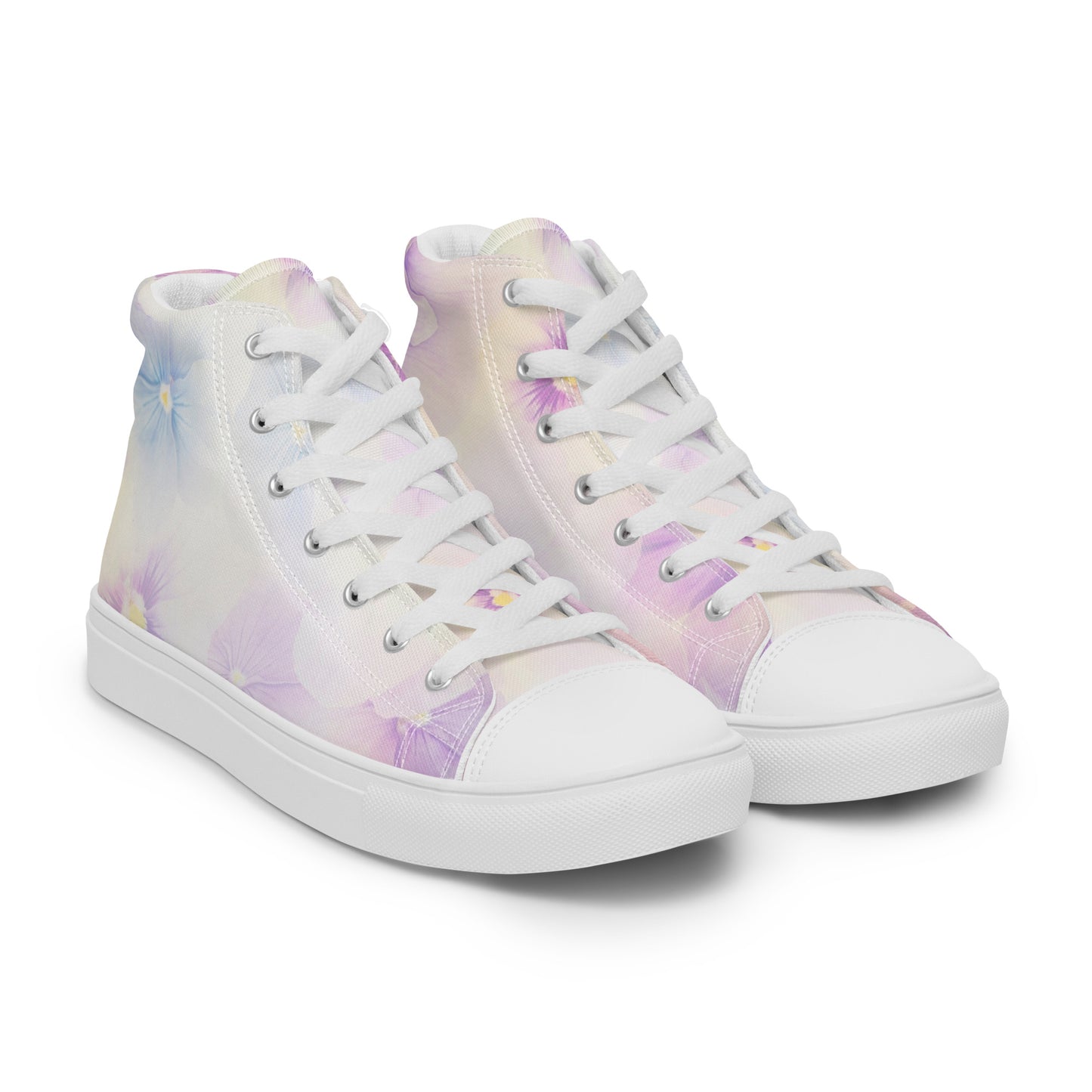 Women’s high top canvas shoes | Violet Flowers Background | print your demand