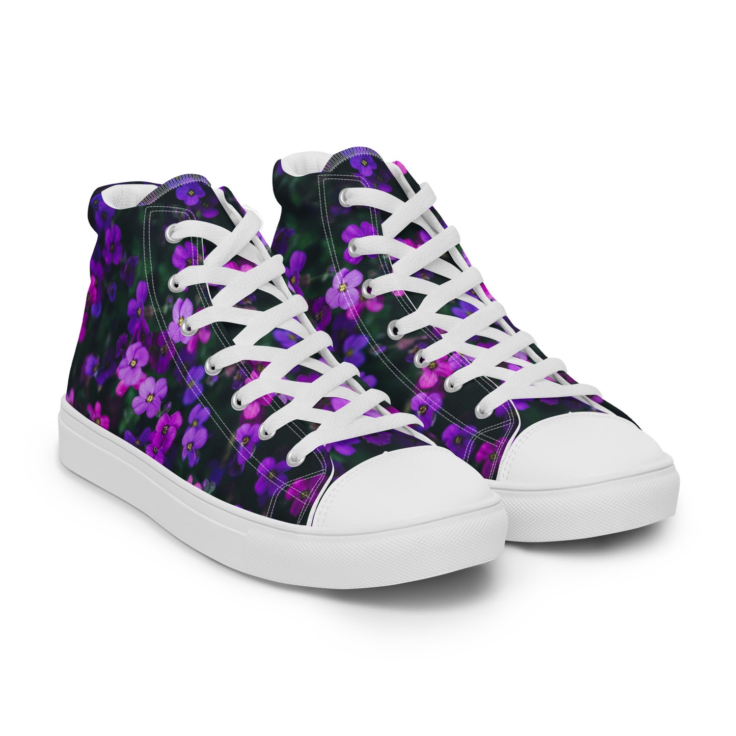 Women’s high top canvas shoes - flower design - print on demand