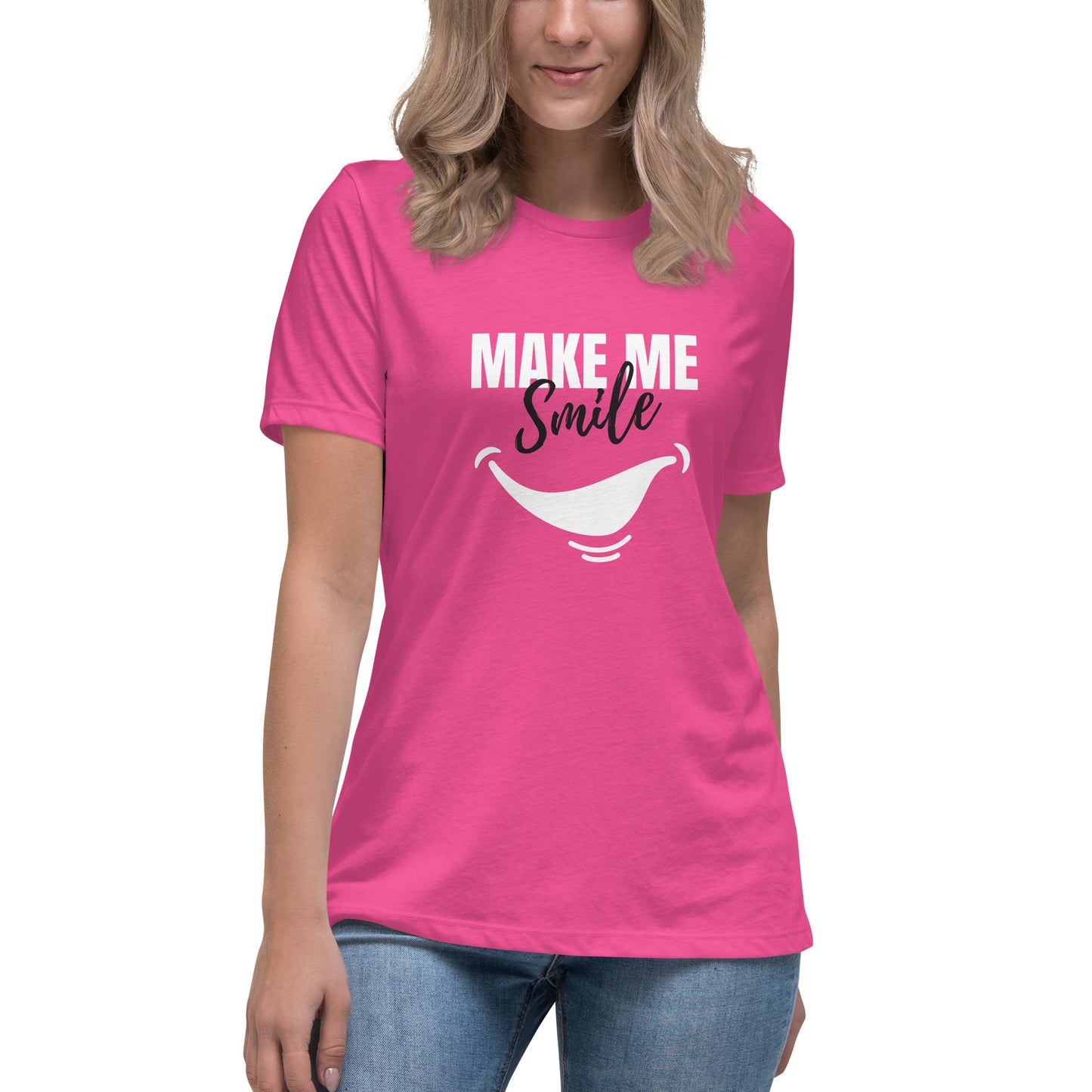 Women's Relaxed T-Shirt - make me smile - print on demand