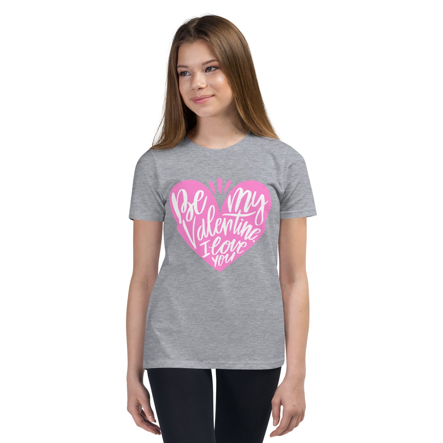 happy valentine s day lettering | Youth Staple Tee | Bella + Canvas 3001Y