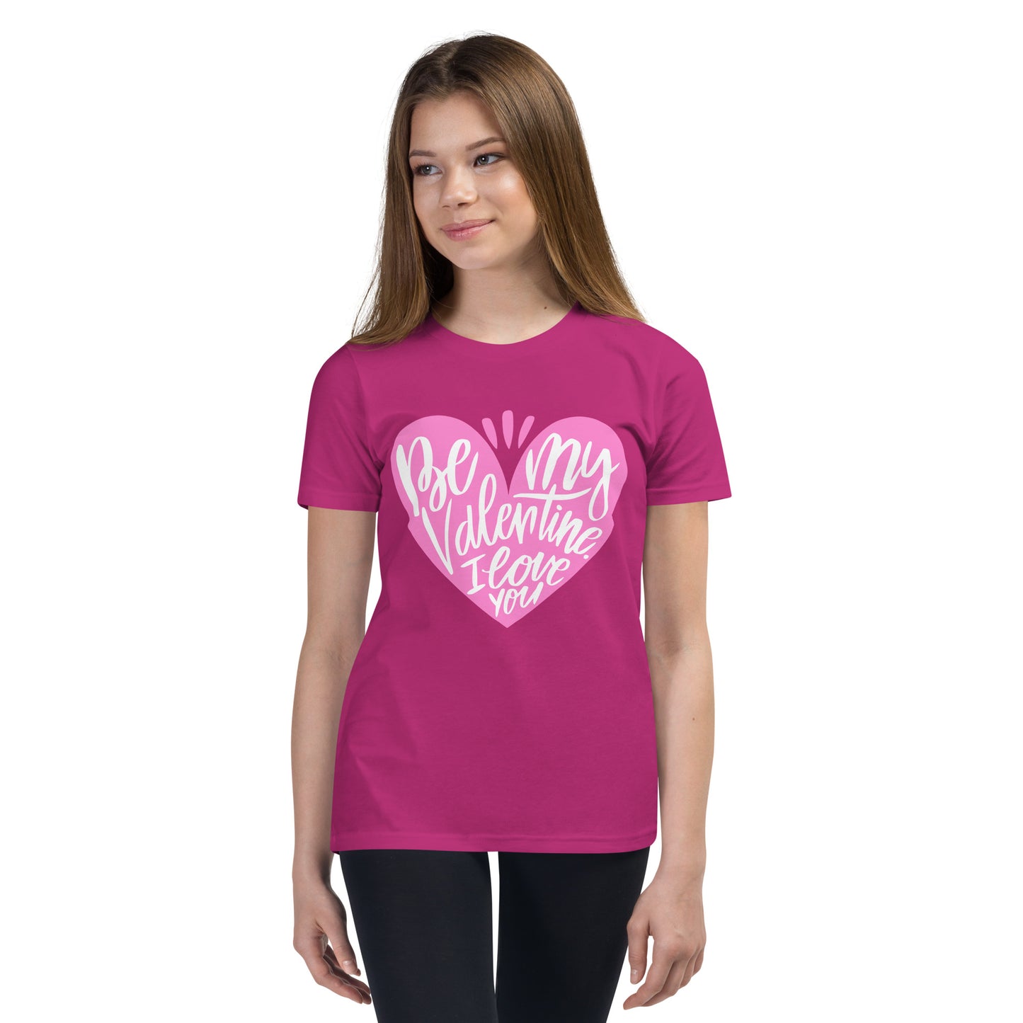 happy valentine s day lettering | Youth Staple Tee | Bella + Canvas 3001Y