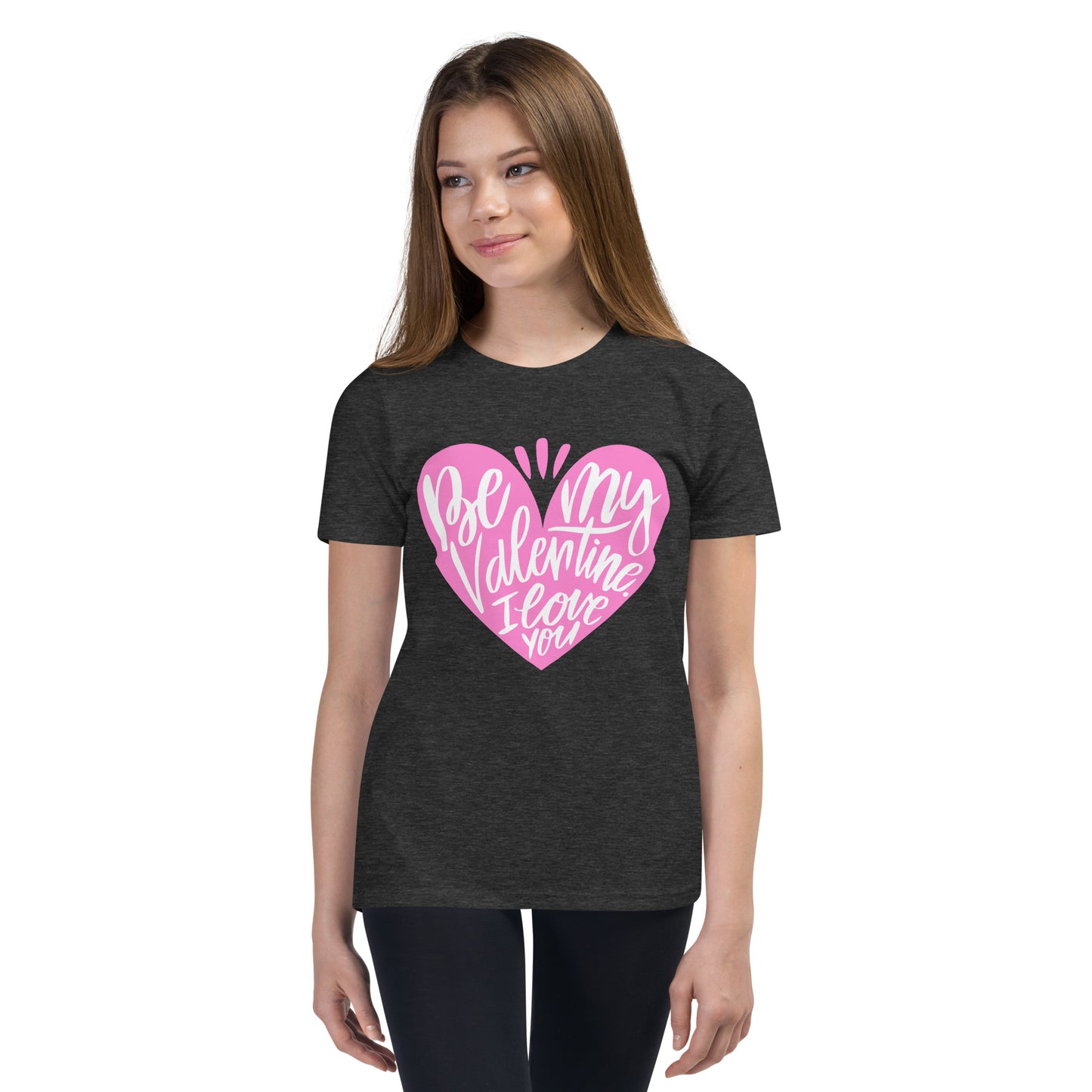 happy valentine s day lettering | Youth Staple Tee | Bella + Canvas 3001Y