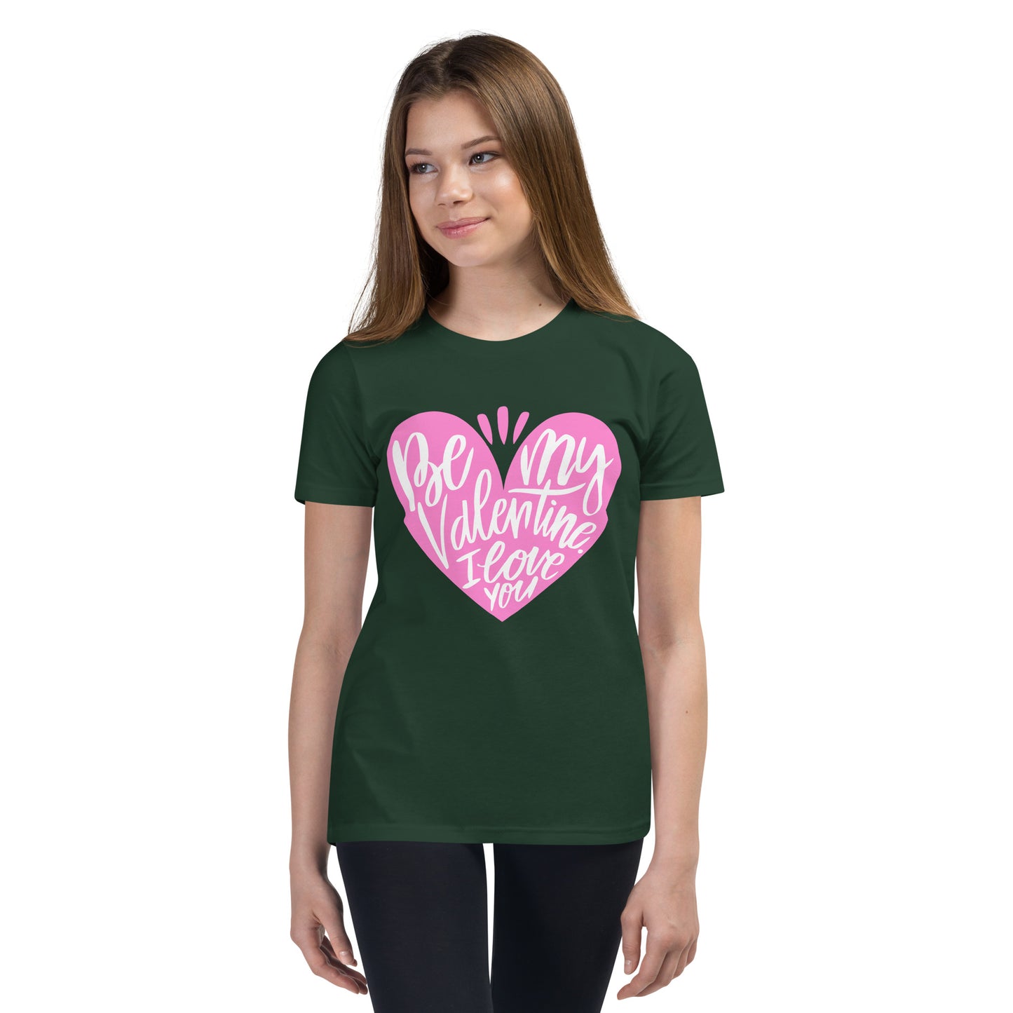 happy valentine s day lettering | Youth Staple Tee | Bella + Canvas 3001Y