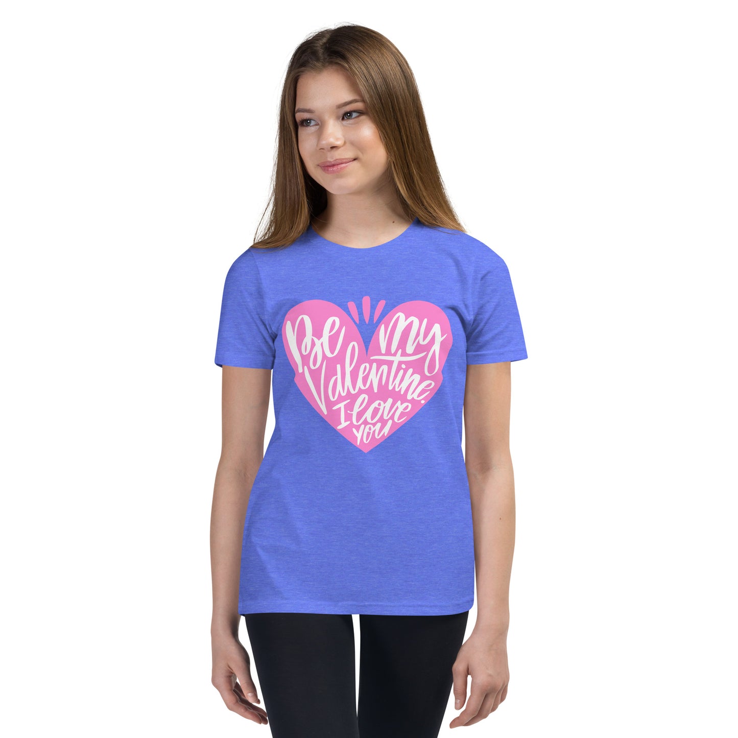 happy valentine s day lettering | Youth Staple Tee | Bella + Canvas 3001Y