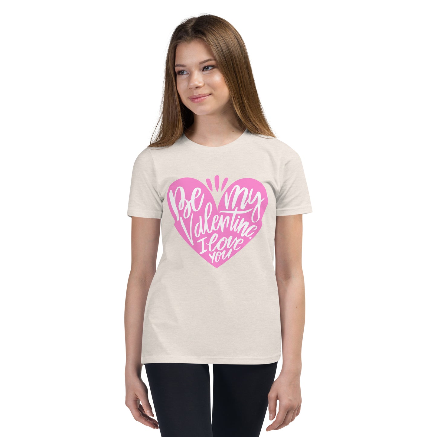 happy valentine s day lettering | Youth Staple Tee | Bella + Canvas 3001Y