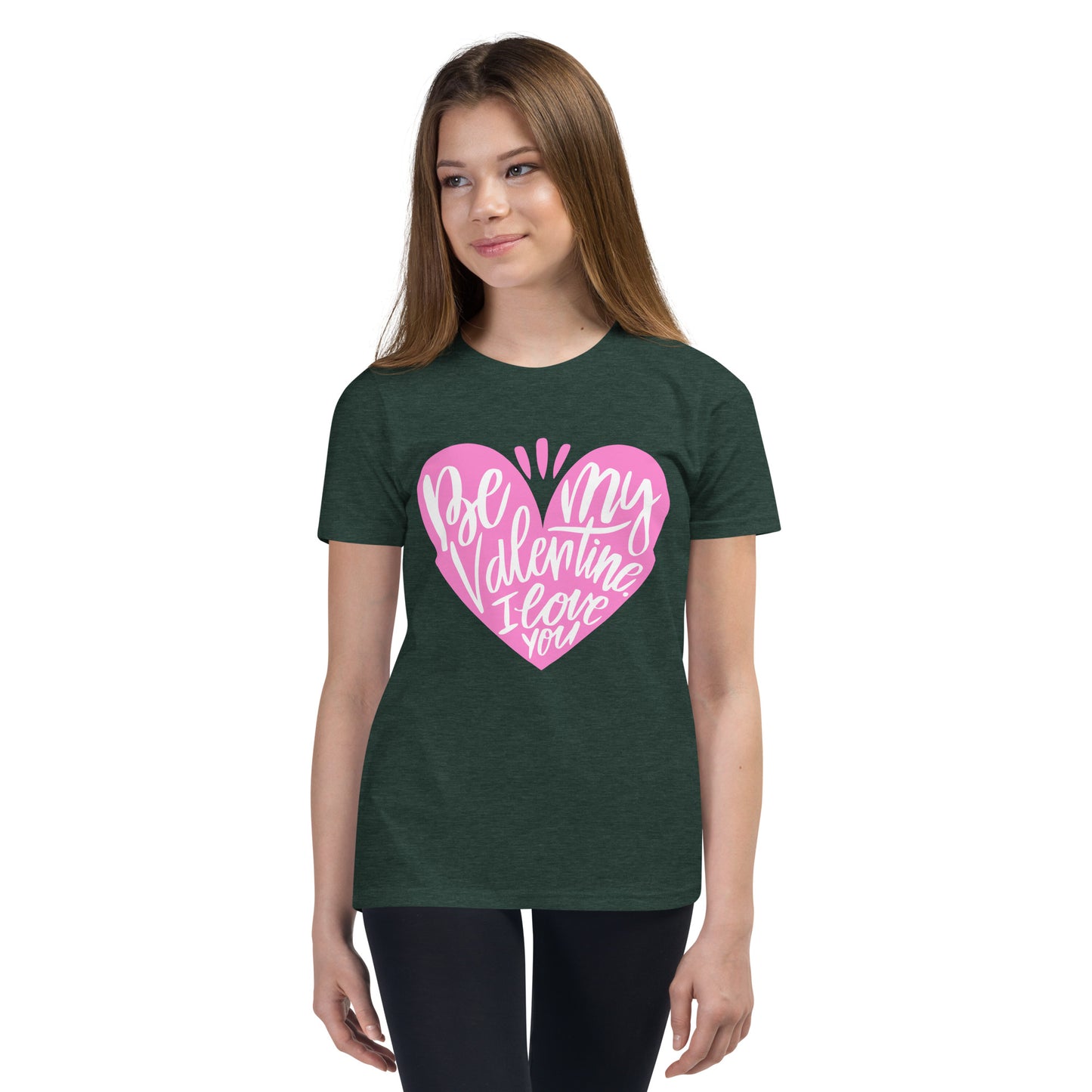 happy valentine s day lettering | Youth Staple Tee | Bella + Canvas 3001Y